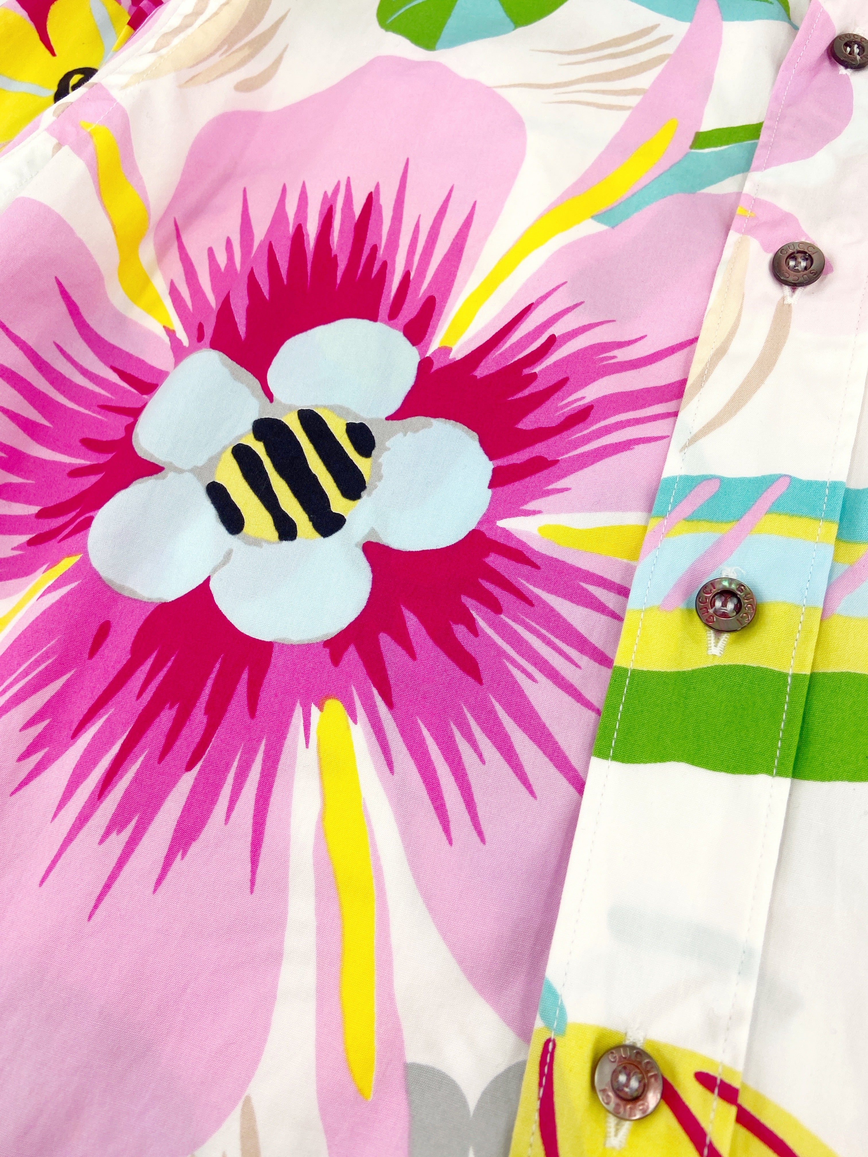 Gucci Spring 1999 Tom Ford White Floral Shirt S - 8