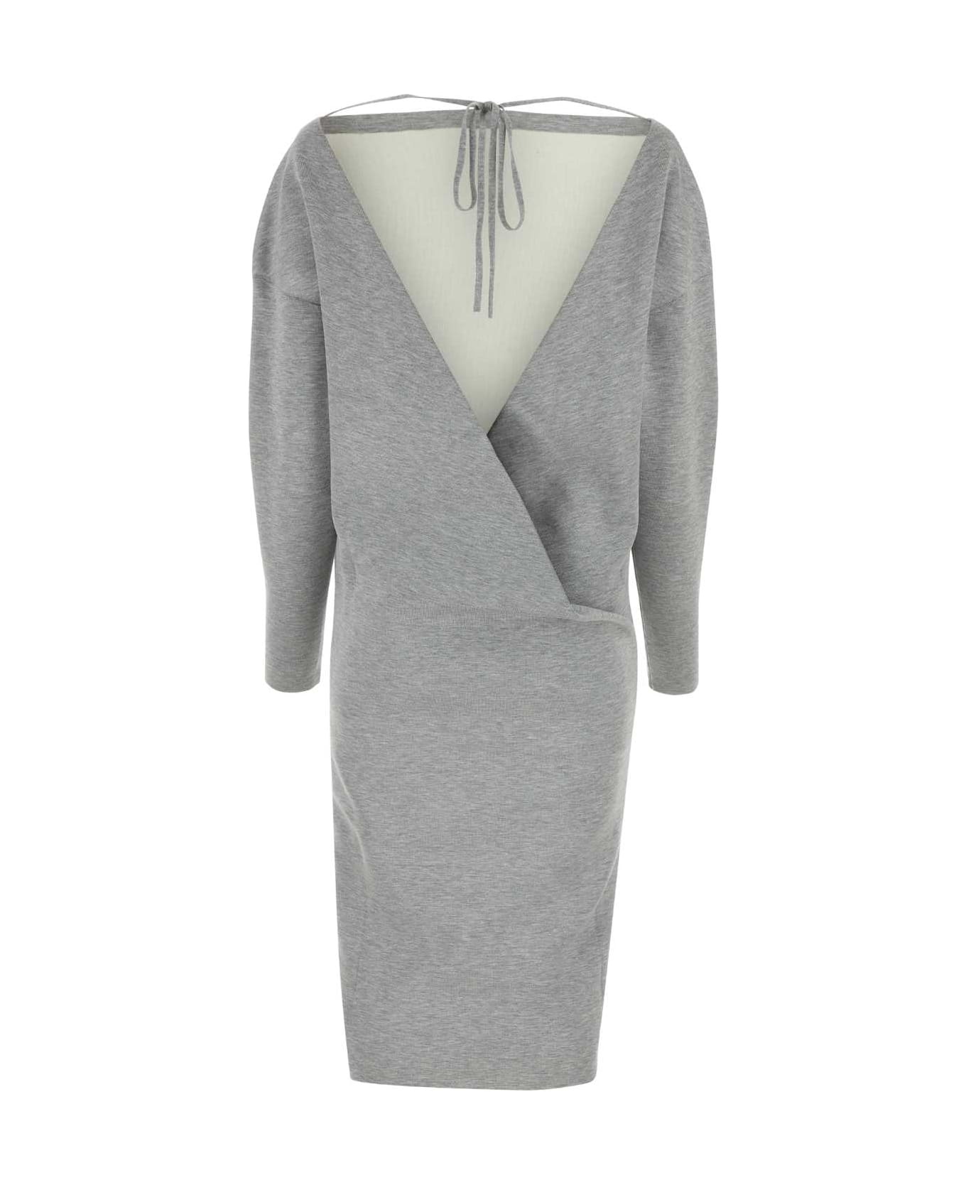 Grey Stretch Wool Blend Dress - 2