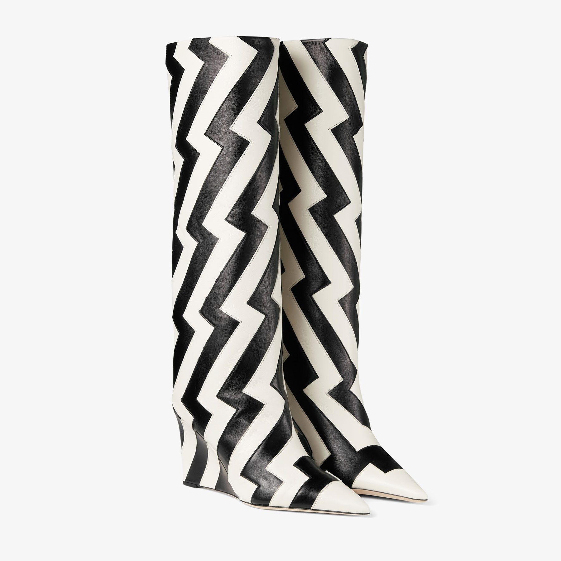 Blake Knee Boot 85
Black and Latte Avenue Nappa Leather Knee-High Wedge Boots - 2