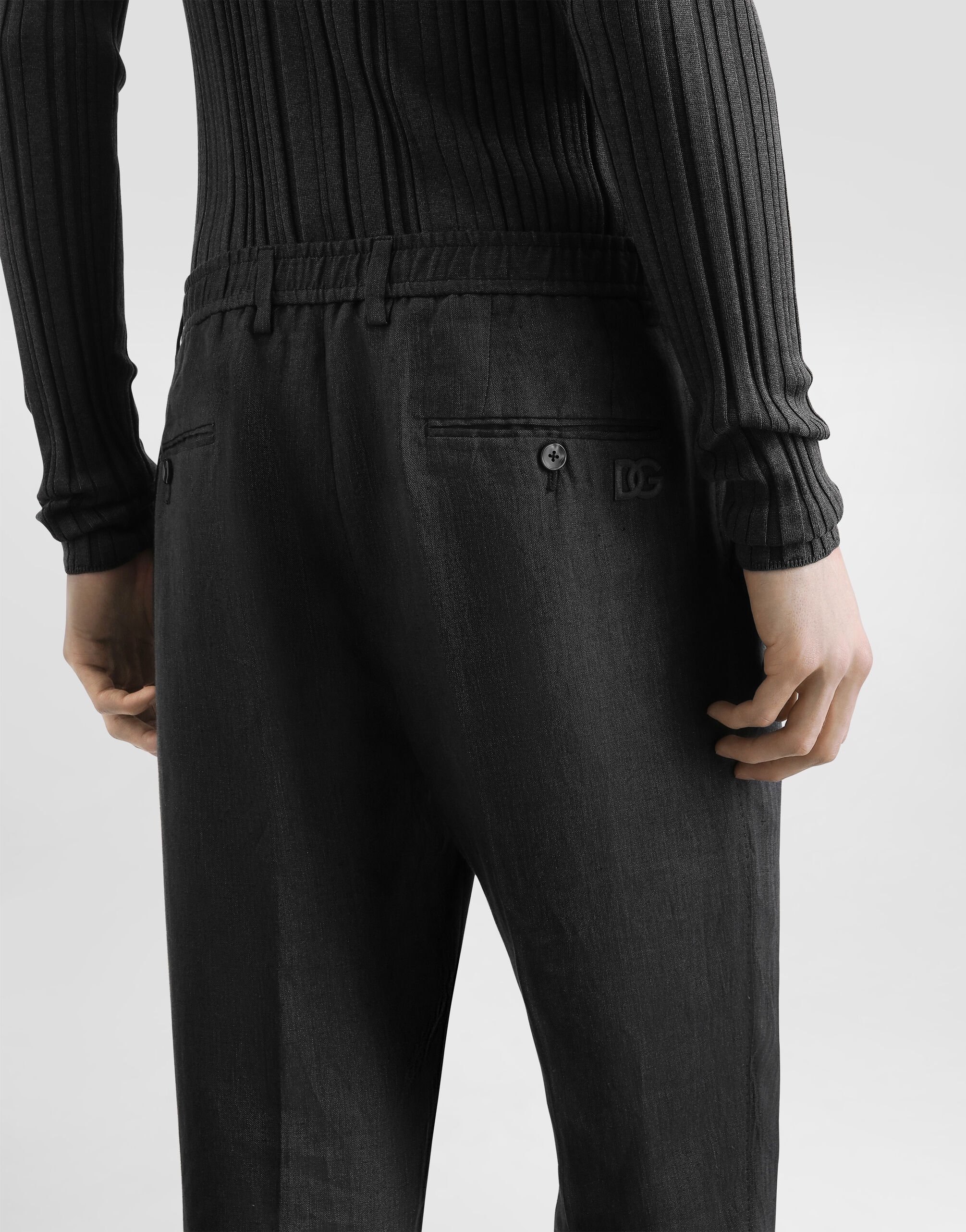 Washed linen canvas trousers - 5