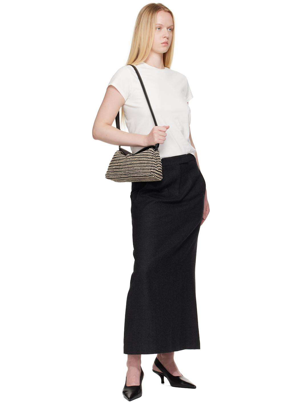 Black & Beige T-Lock Woven-Leather Clutch - 4
