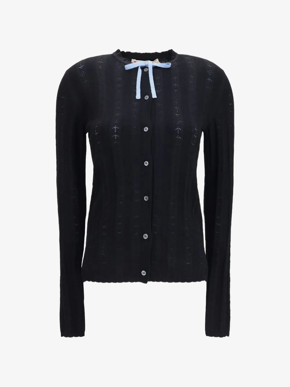 bow-detail textured-knit cardigan - 1