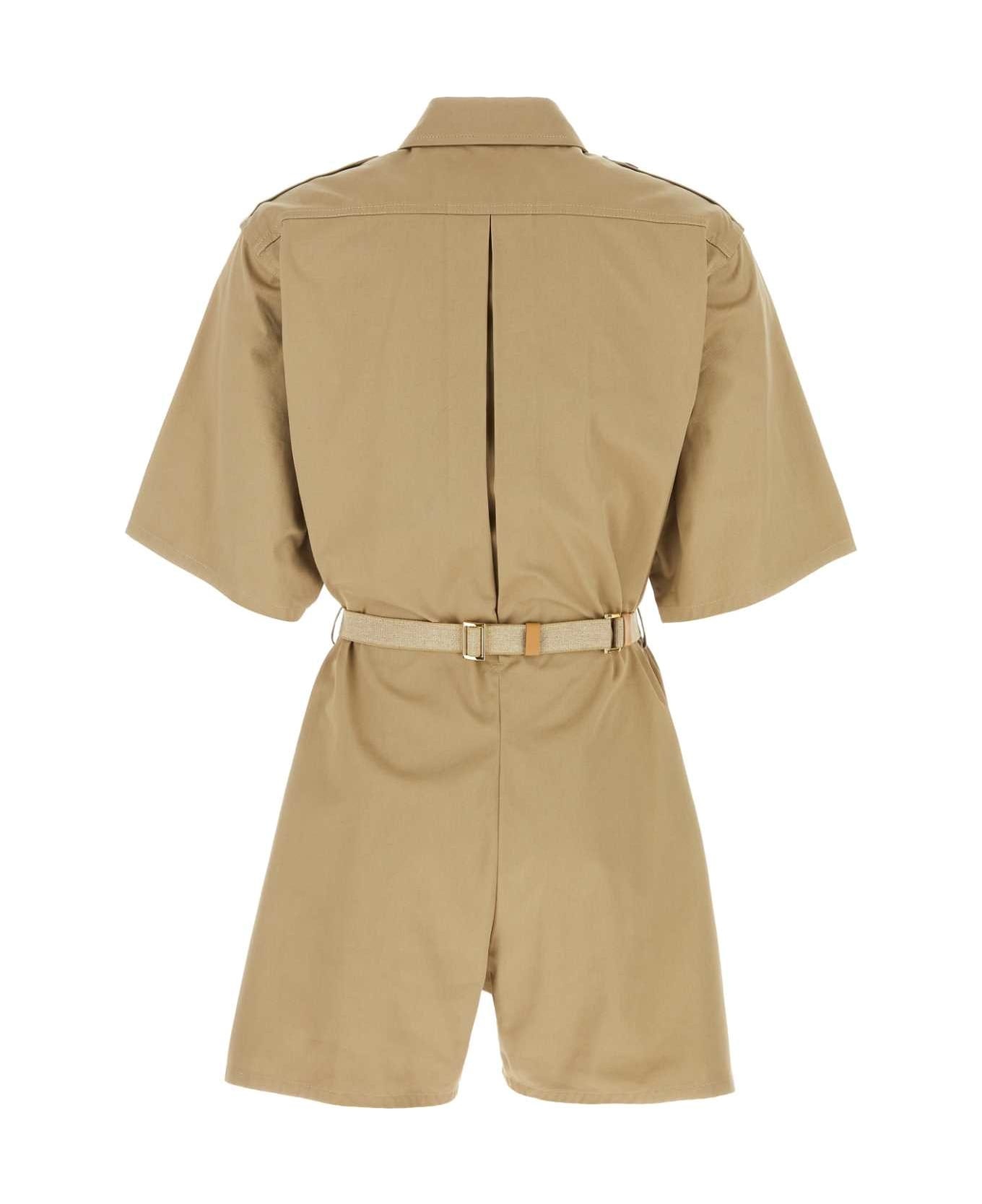 Khaki Cotton Jumpsuit - 2