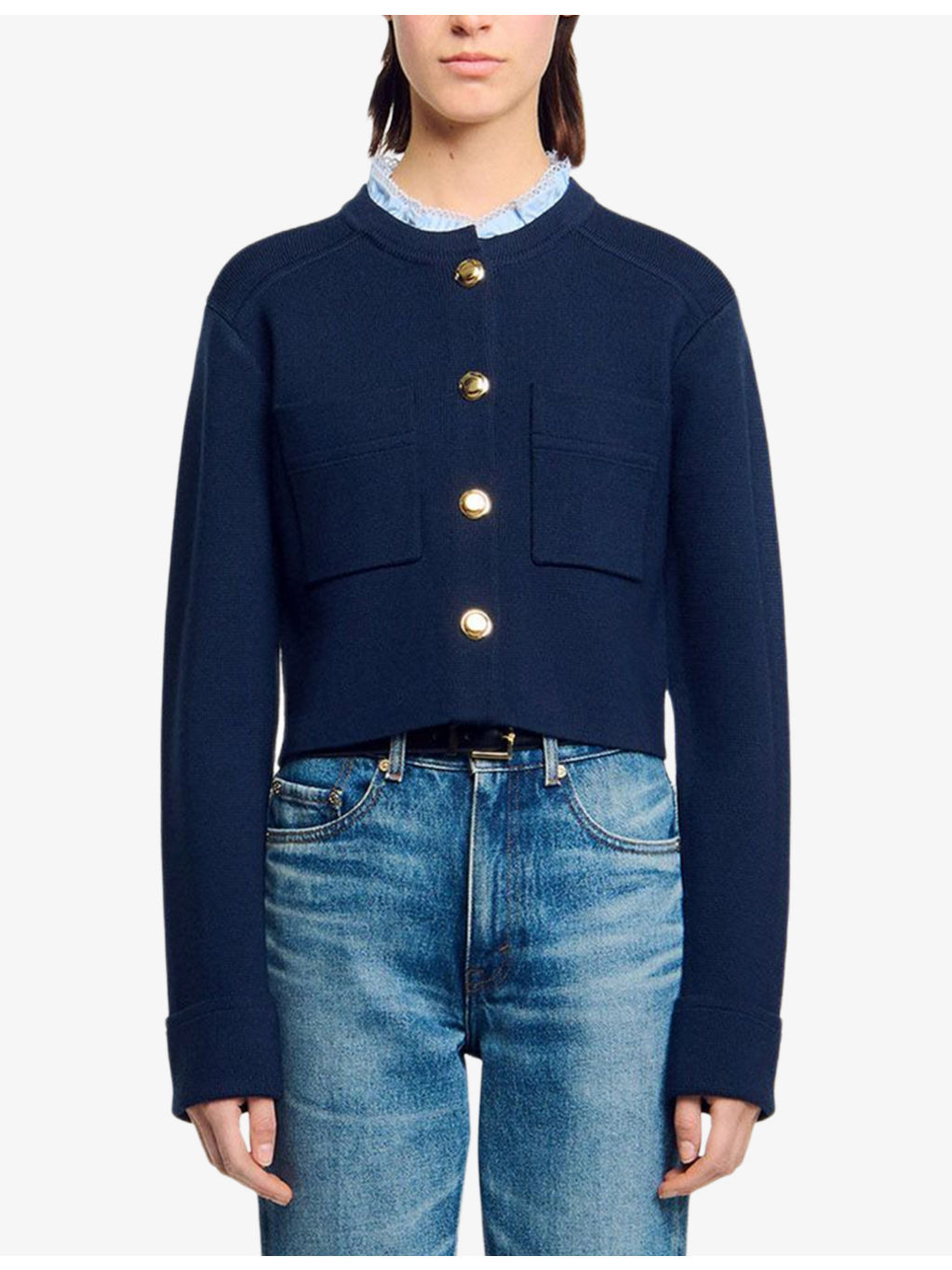 Denim-Collar Wool and Cashmere-Blend Cardigan - 3