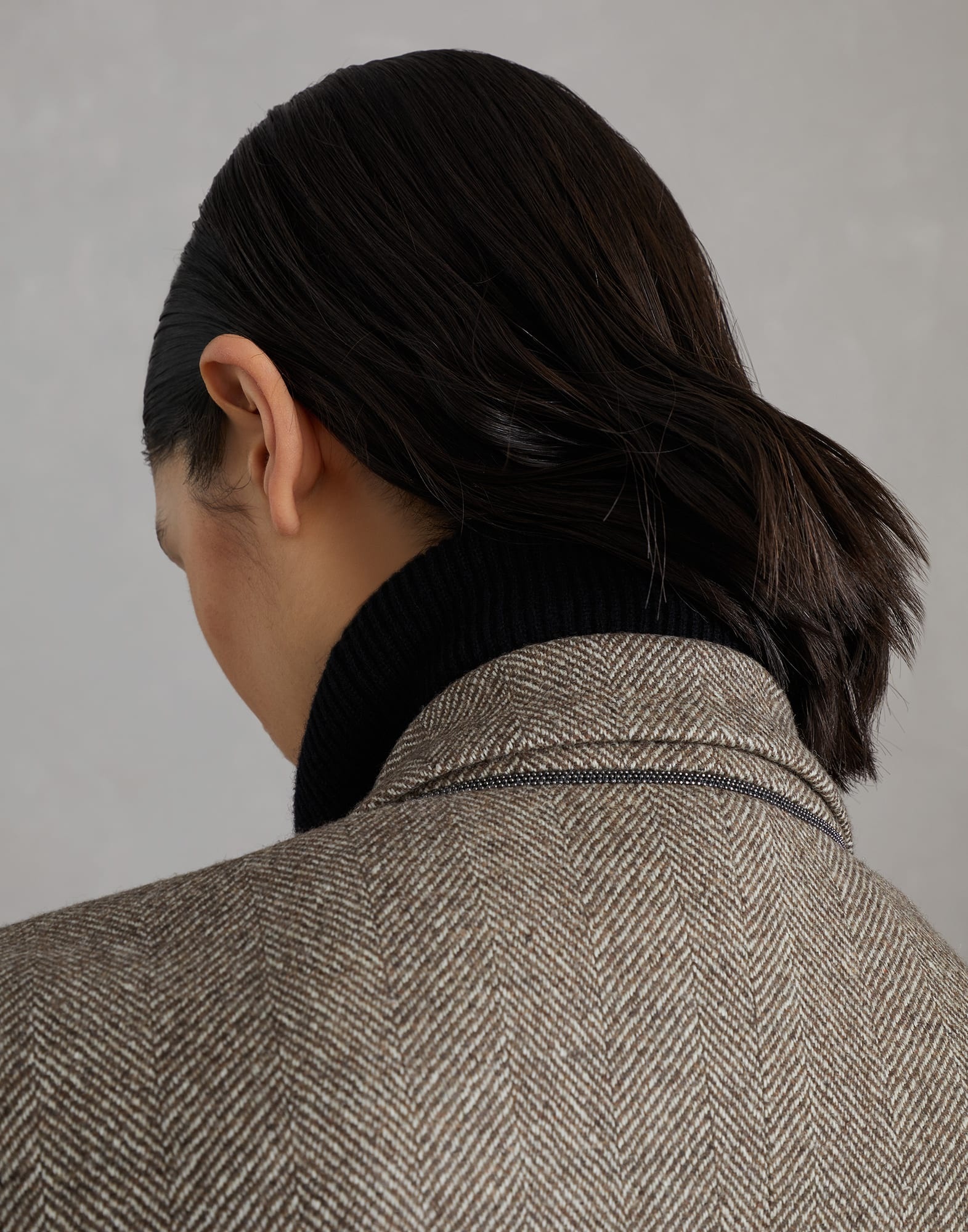 ジャケット Brushed techno wool chevron blazer with monili Brunello Cucinelli Brushed techno wool chevron blazer with