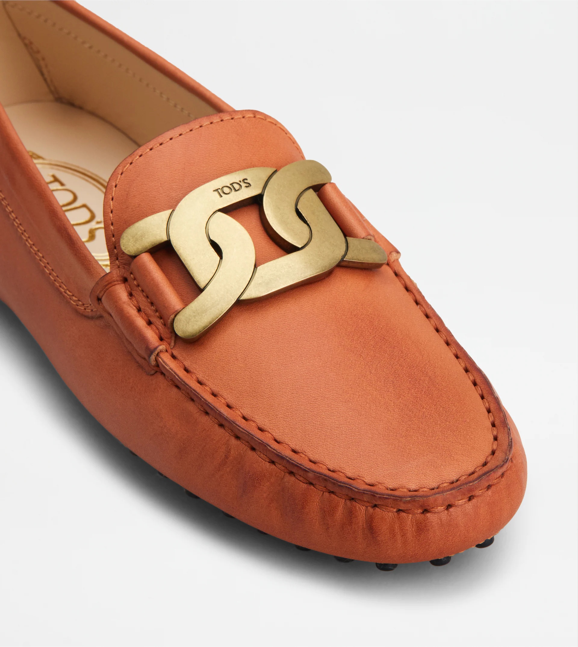 KATE GOMMINO DRIVING SHOES IN LEATHER - ORANGE - 6