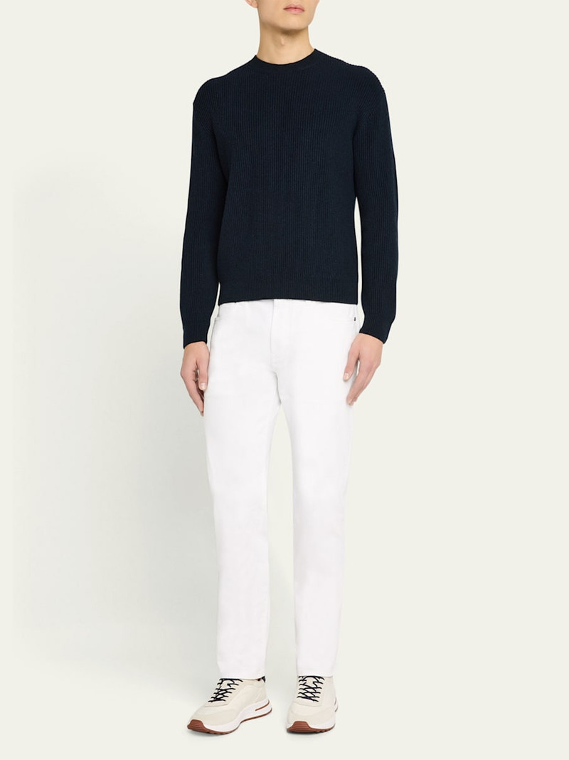 Loro Piana Men's Fobello Cashmere Rib Crewneck Sweater outlook