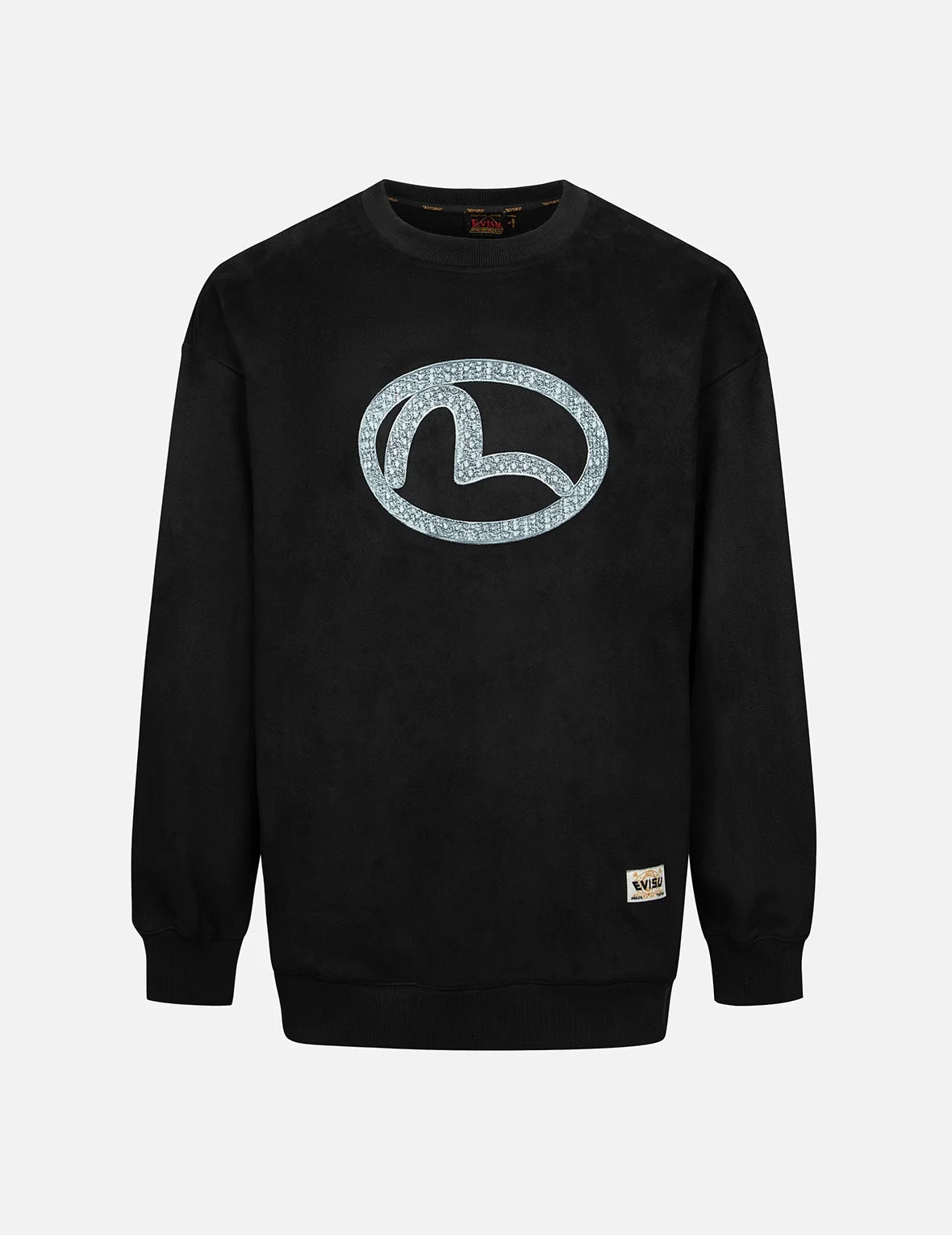 Faux Diamond Seagull Embroidery Loose Fit Sweatshirt - 1