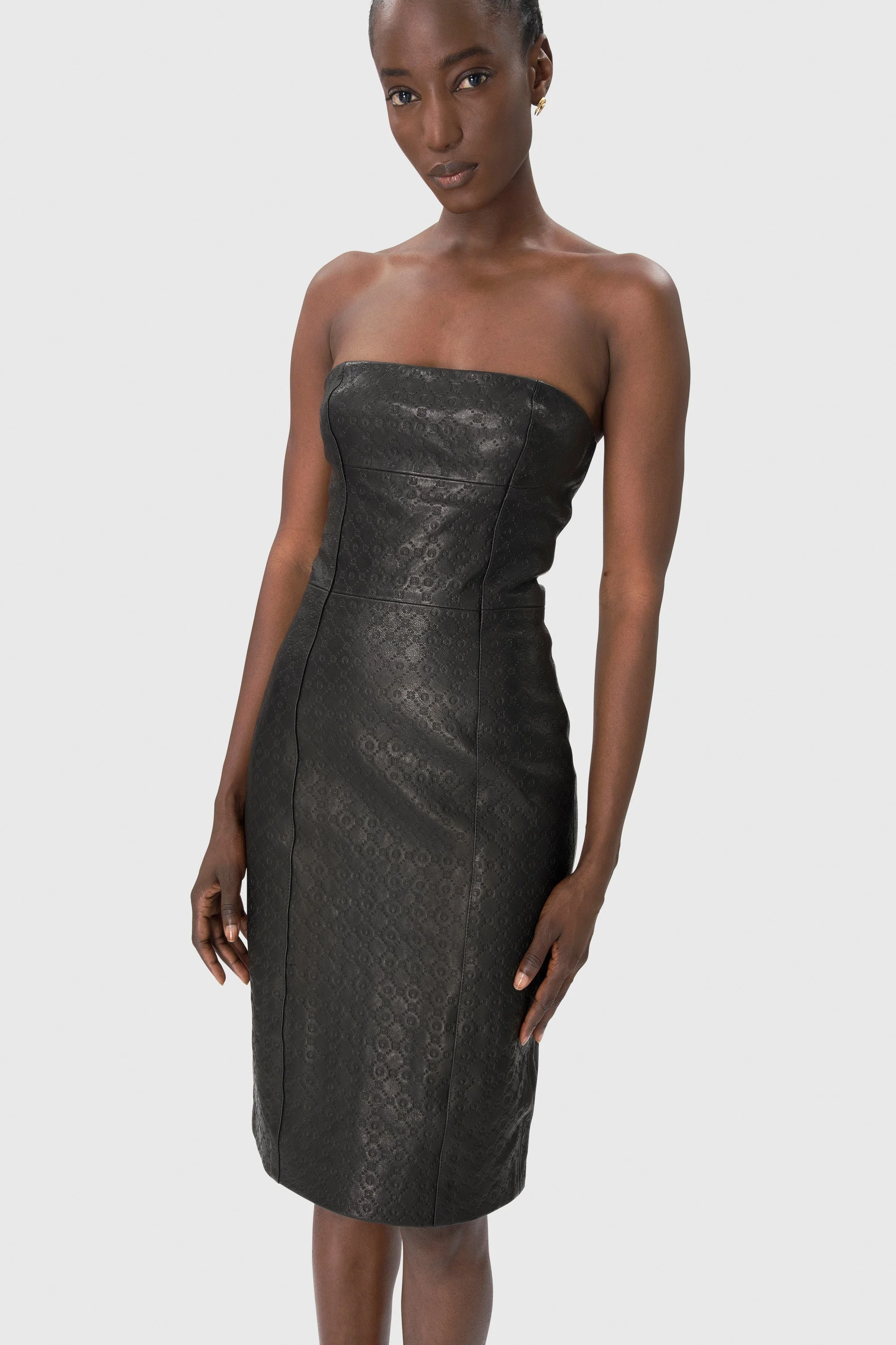 Marine Serre Moonogram Embossed Leather Mini Dress - WDR315A | REVERSIBLE