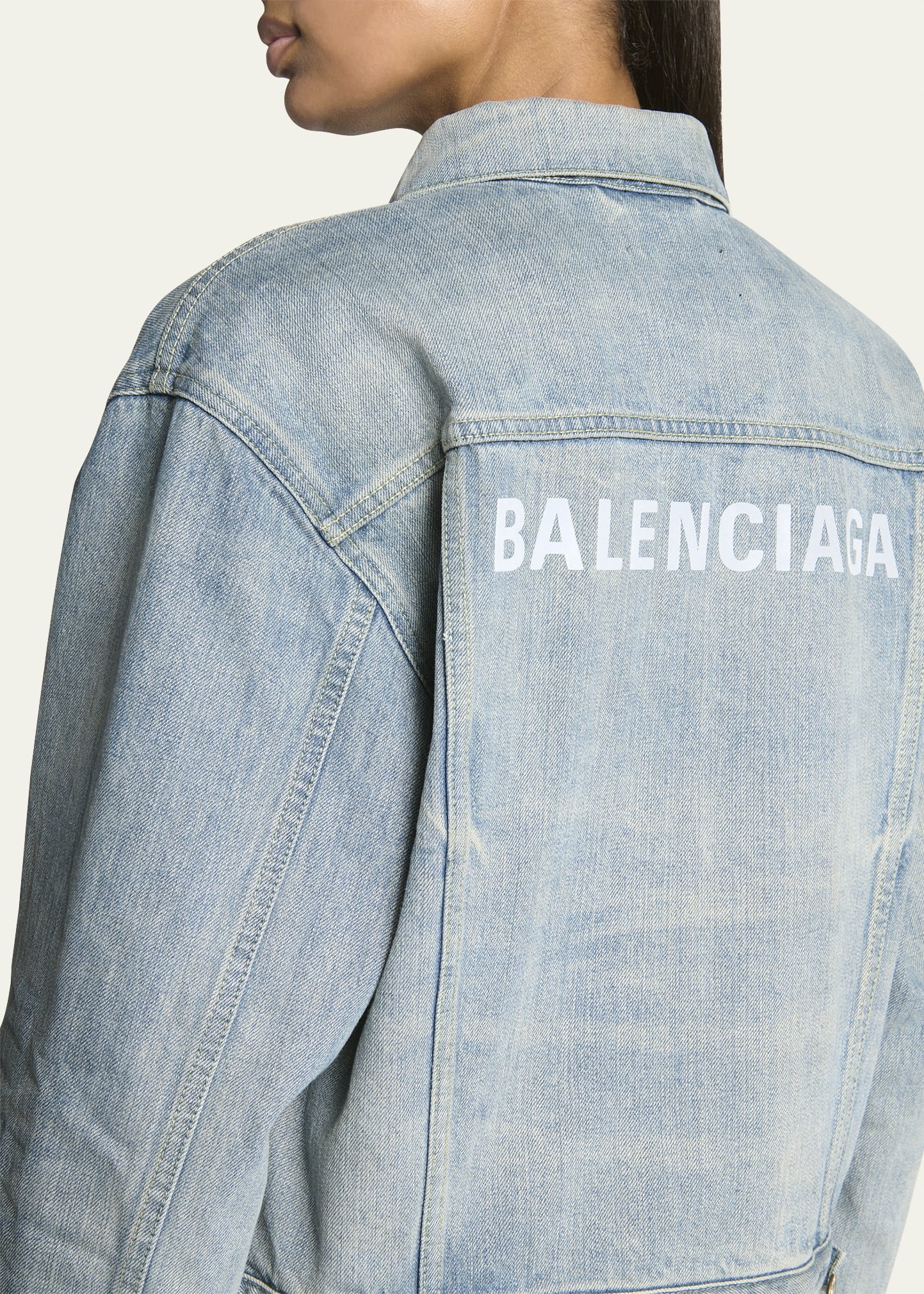 デニムジャケット Balenciaga Denim And Fleece Cotton Jacket With Logo BALENCIAGA DENIM JACKET Mens Embroidered BB Mode 100