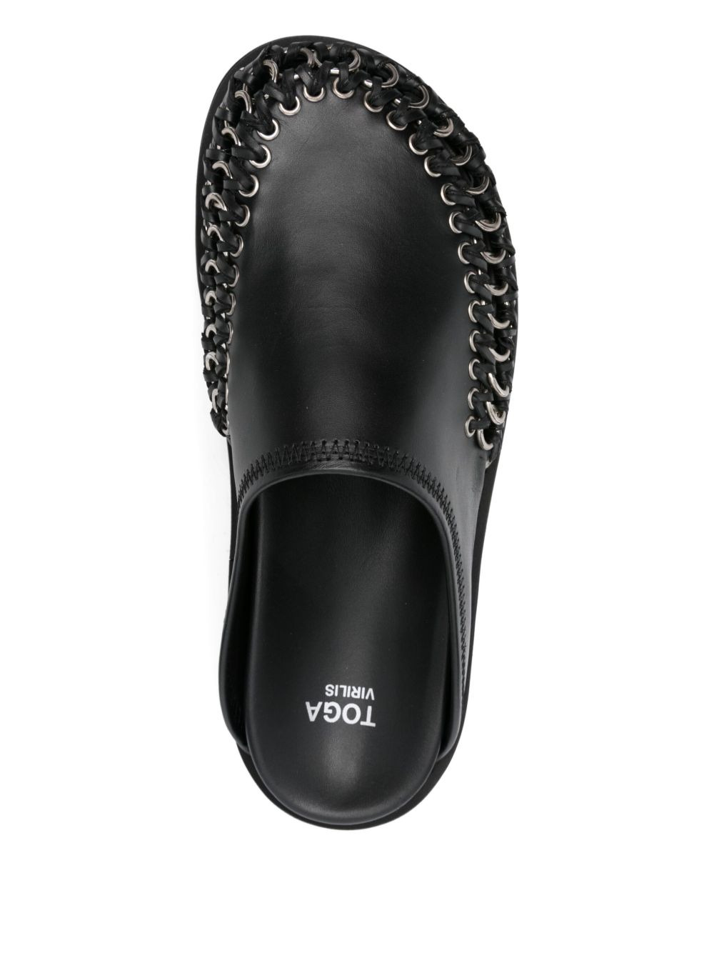 chain-embellished leather mules - 4