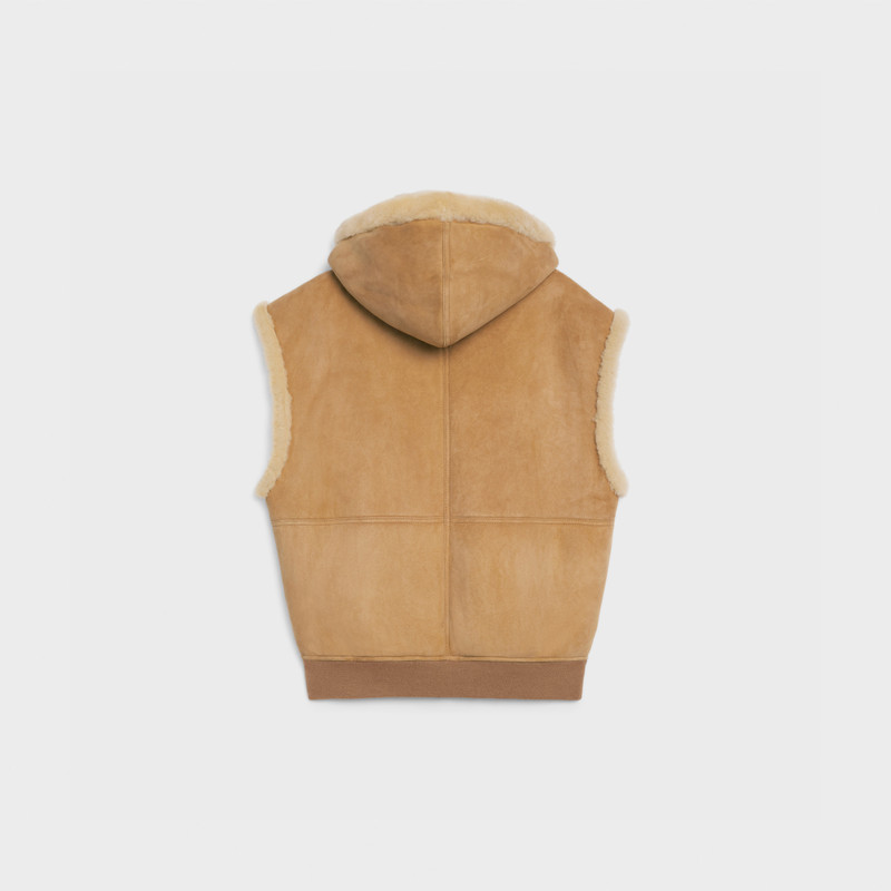 CELINE SLEEVELESS HOODED SWEATSHIRT IN SHEARLING outlook