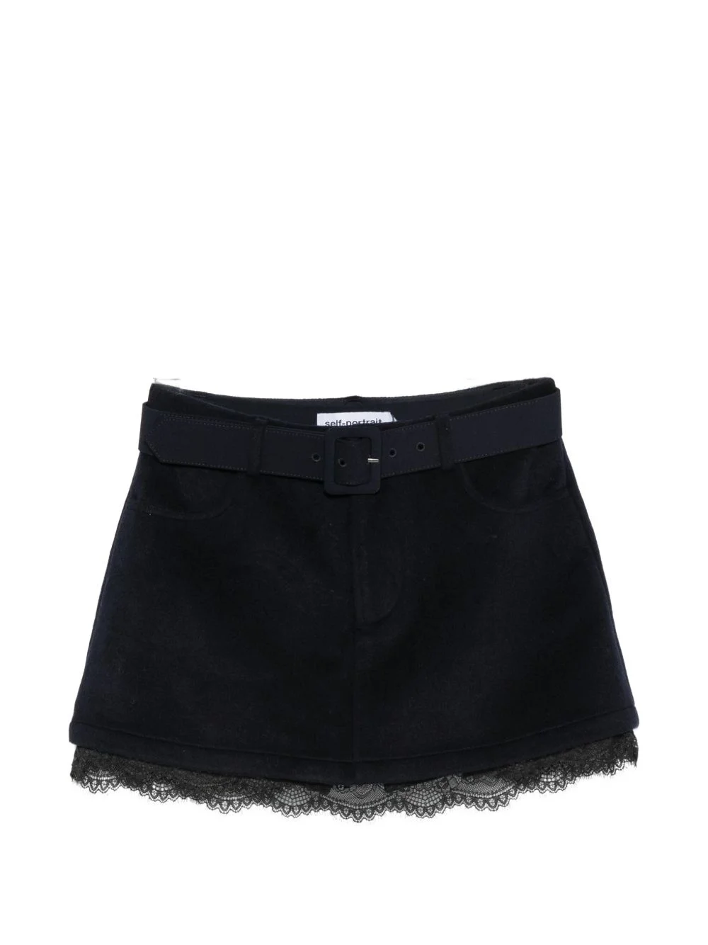 belted lace-trim shorts - 1