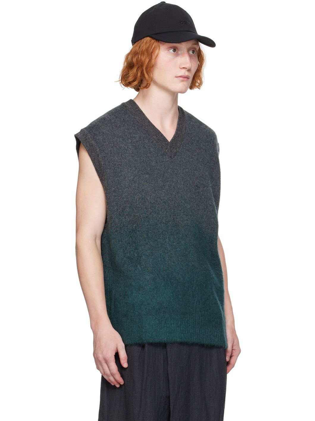 Gray & Green Gradient Vest - 2