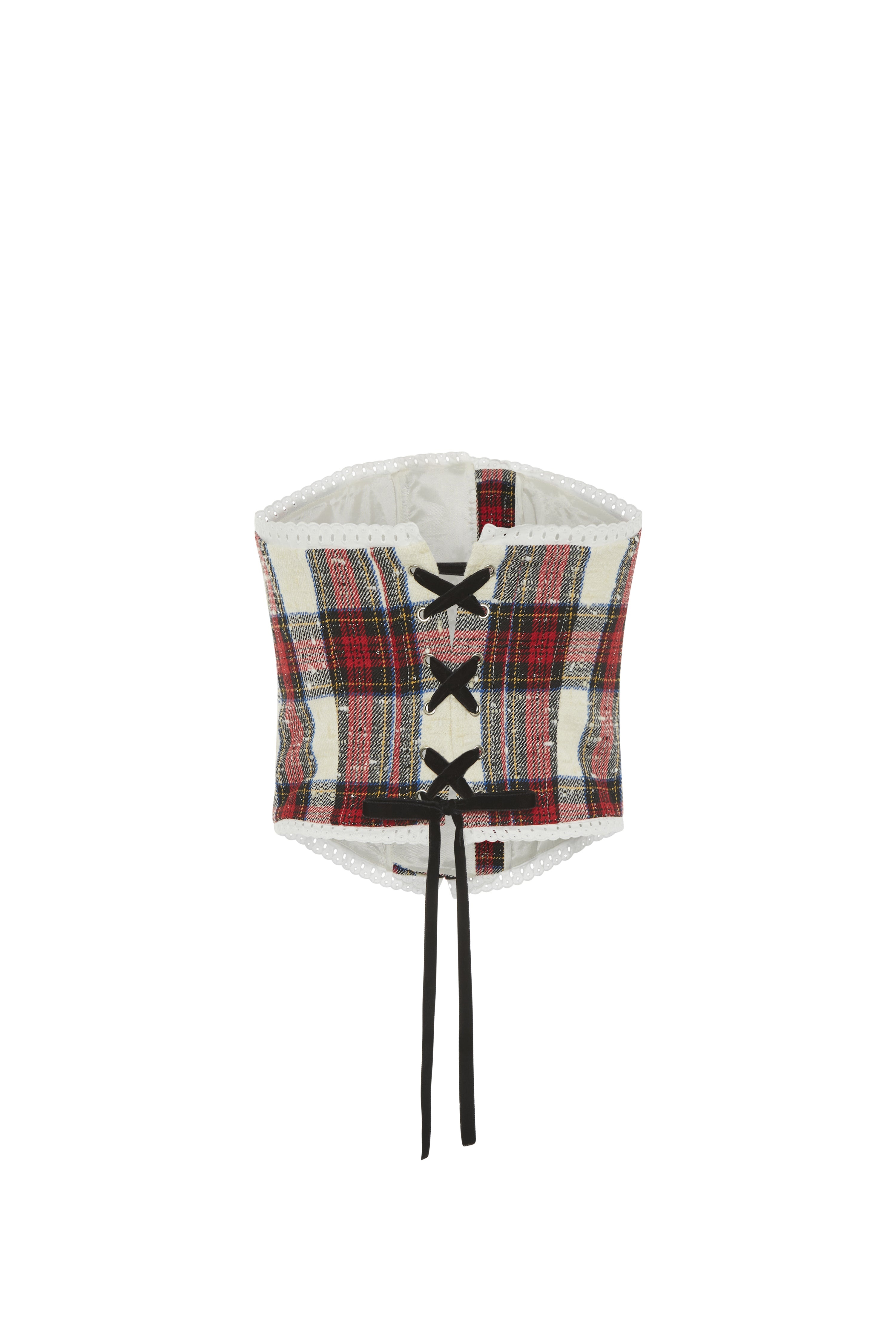 CHECKED LUREX WOOL BUSTIER WITH BUCKLES - 2