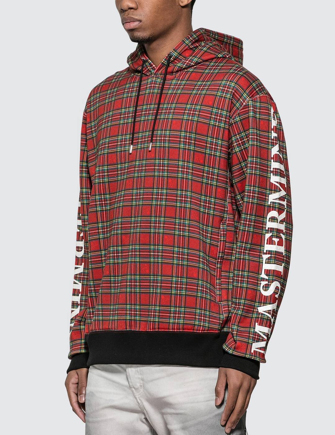 Sleeve Logo Print Tartan Check Hoodie - 2