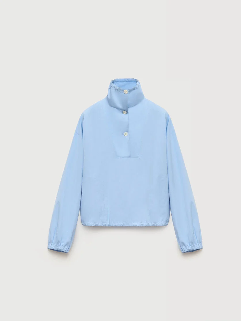 LIGHT BLUE POPLIN BLOUSE WITH HIGH NECK - 1