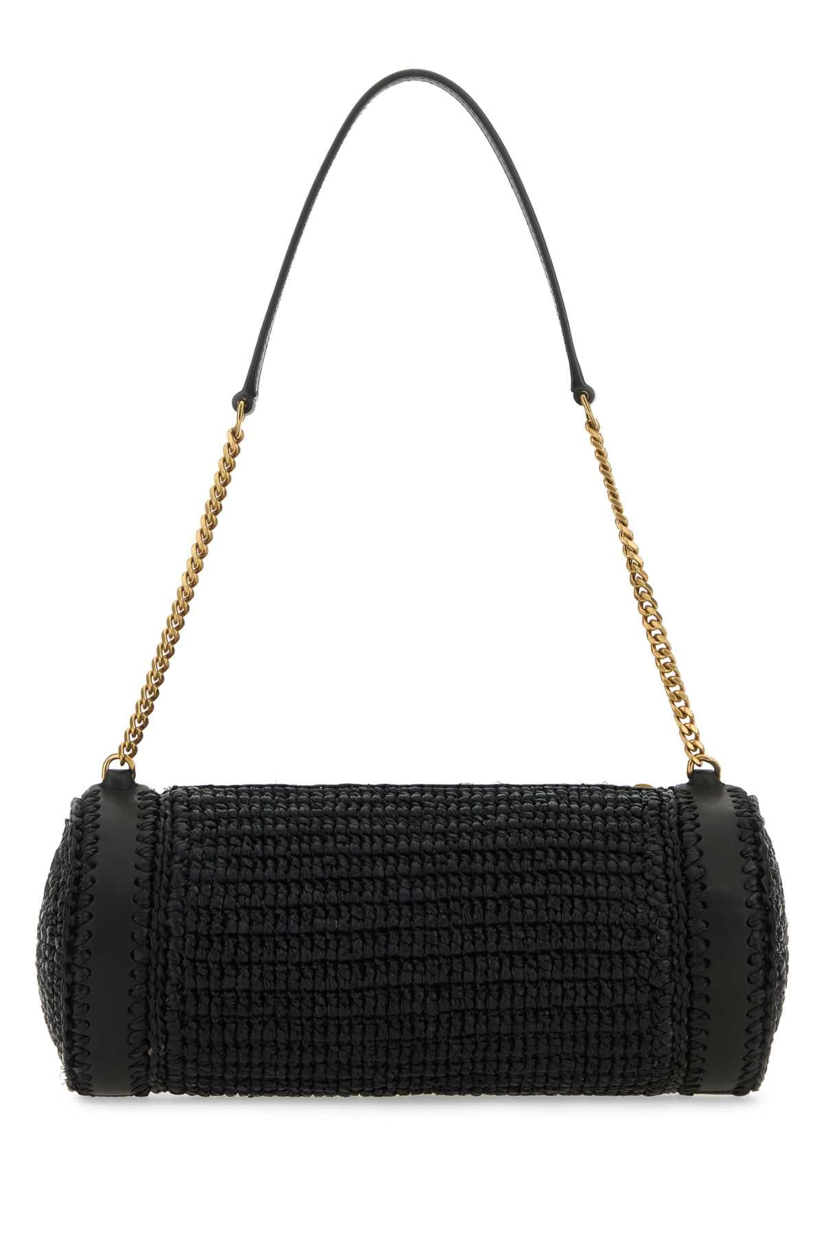 Saint Laurent Women Black Raffia And Leather Cassandre Shoulder Bag - 3