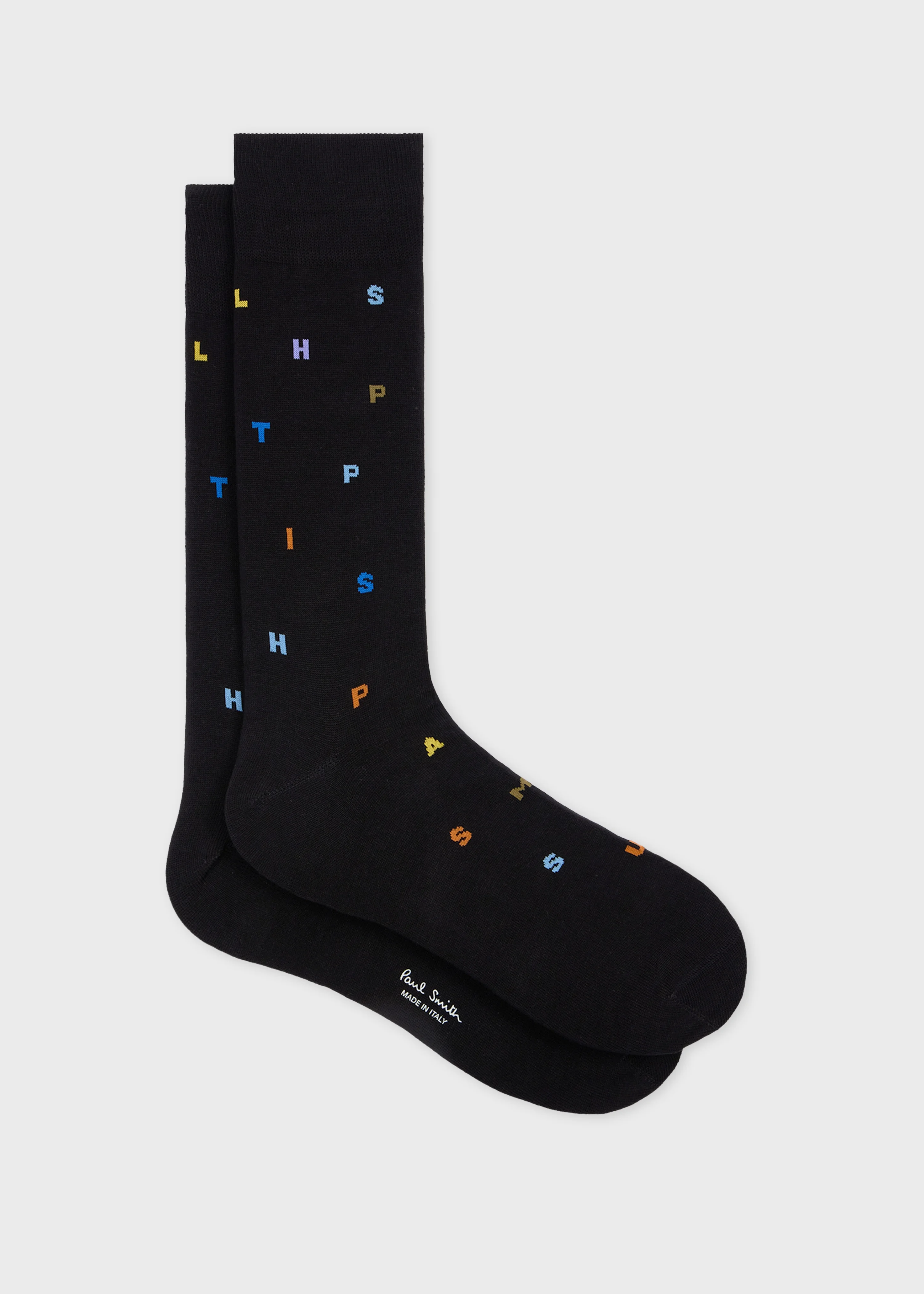 Black Logo Letter 'Stamp' Socks - 1