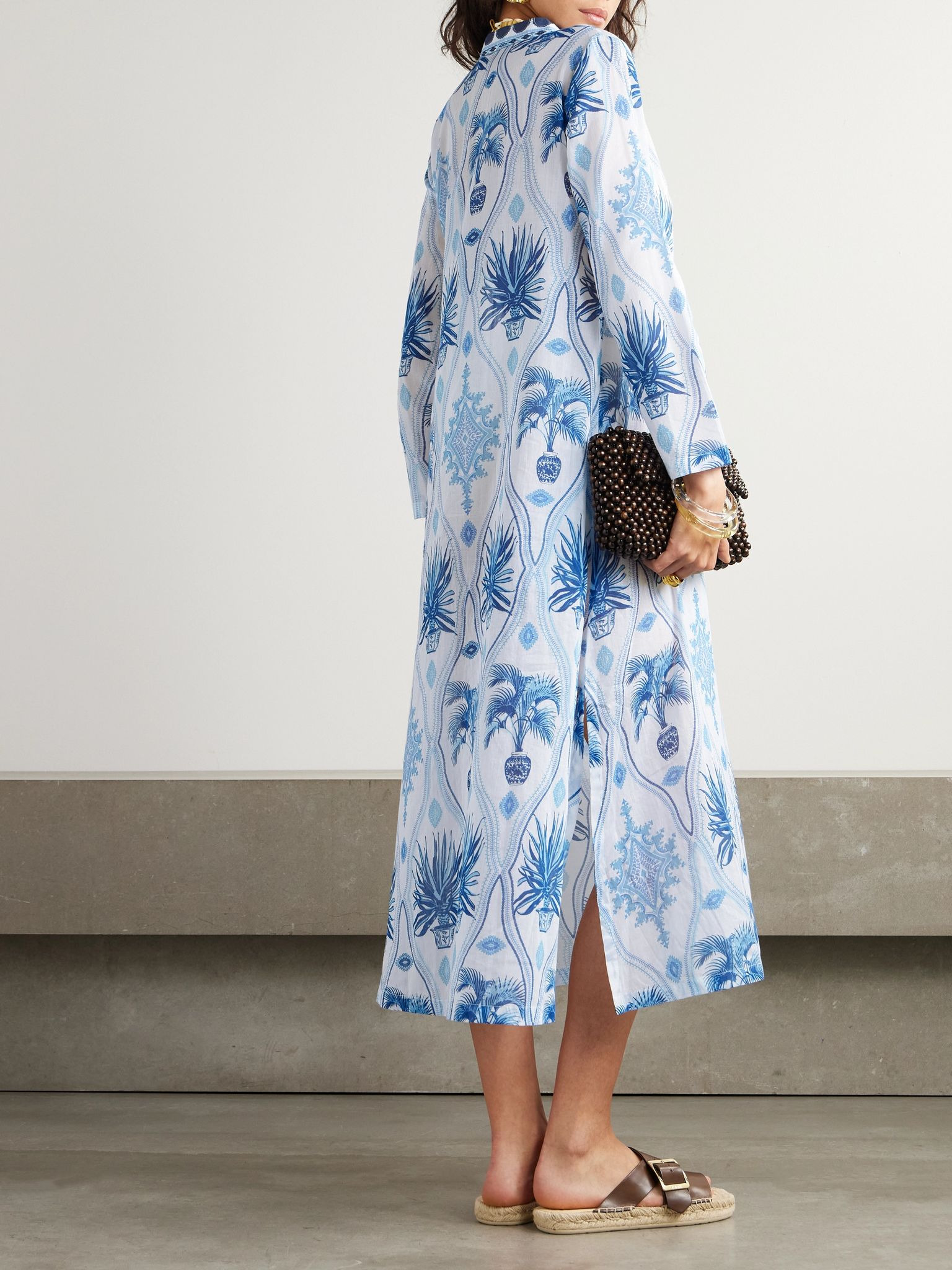 Giada printed cotton kaftan Blue - 3