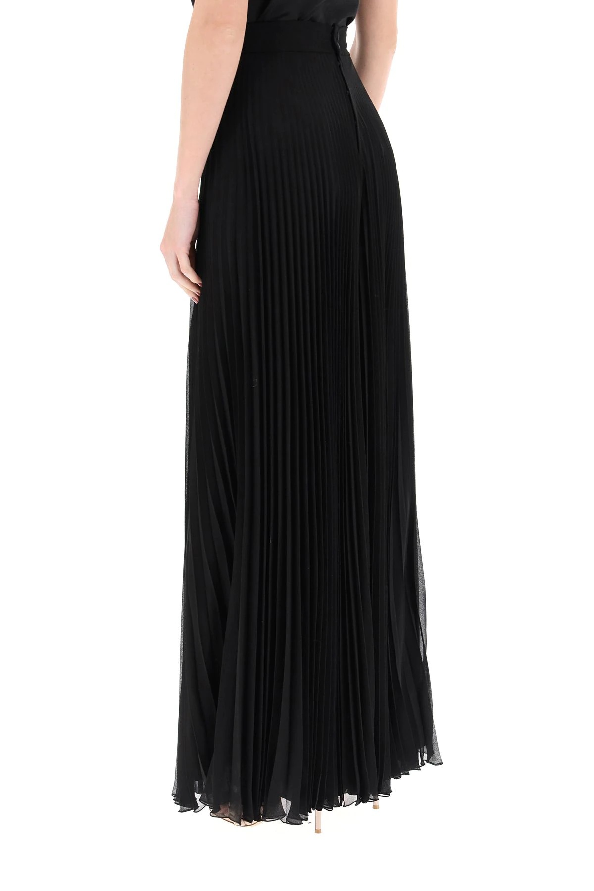 CARPAZI PLEATED GEORGETTE WIDE LEG TROUSERS - 4