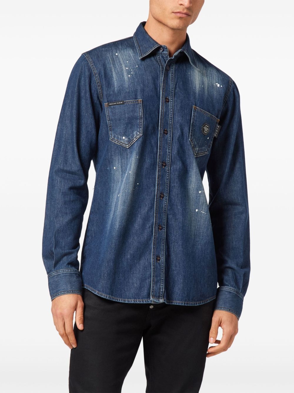 denim long-sleeved shirt - 3