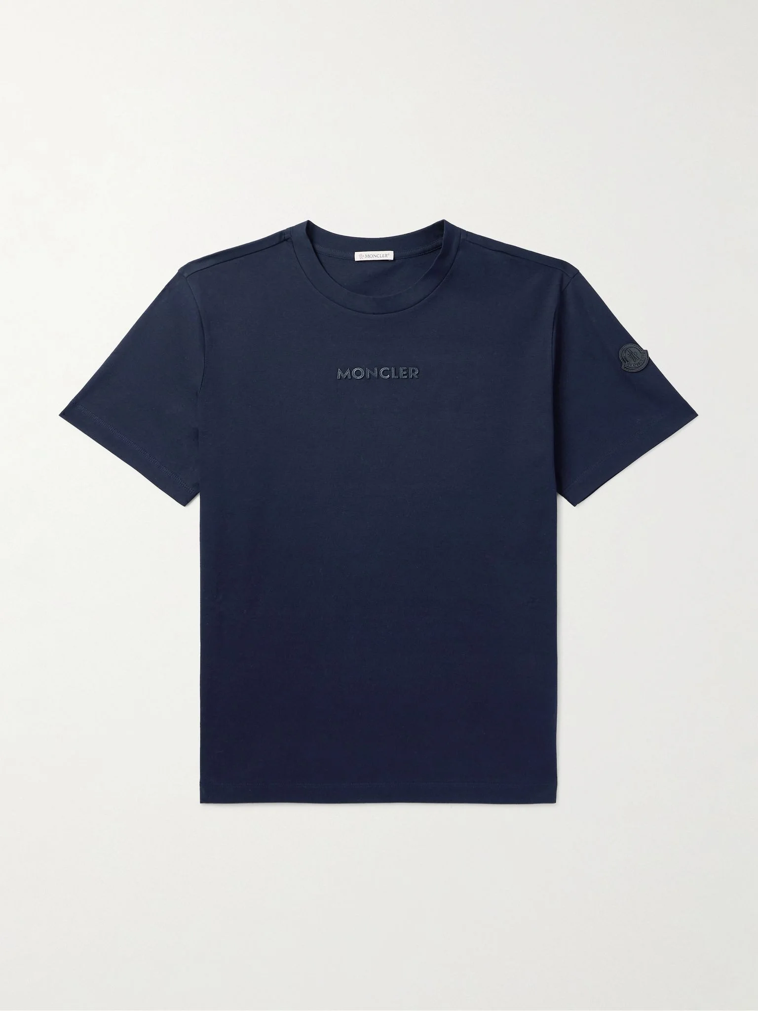 Logo-Appliquéd Cotton-Jersey T-Shirt Blue - 1