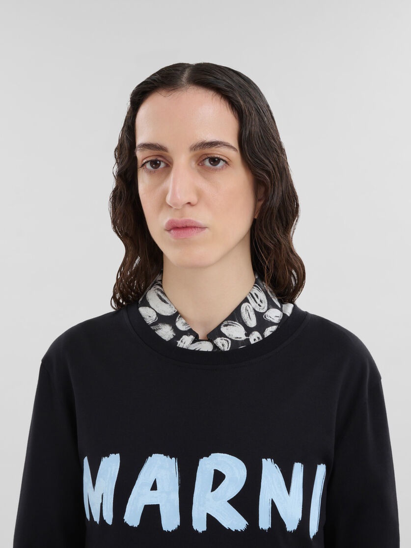 BLACK ORGANIC COTTON T-SHIRT WITH LOGO - 4