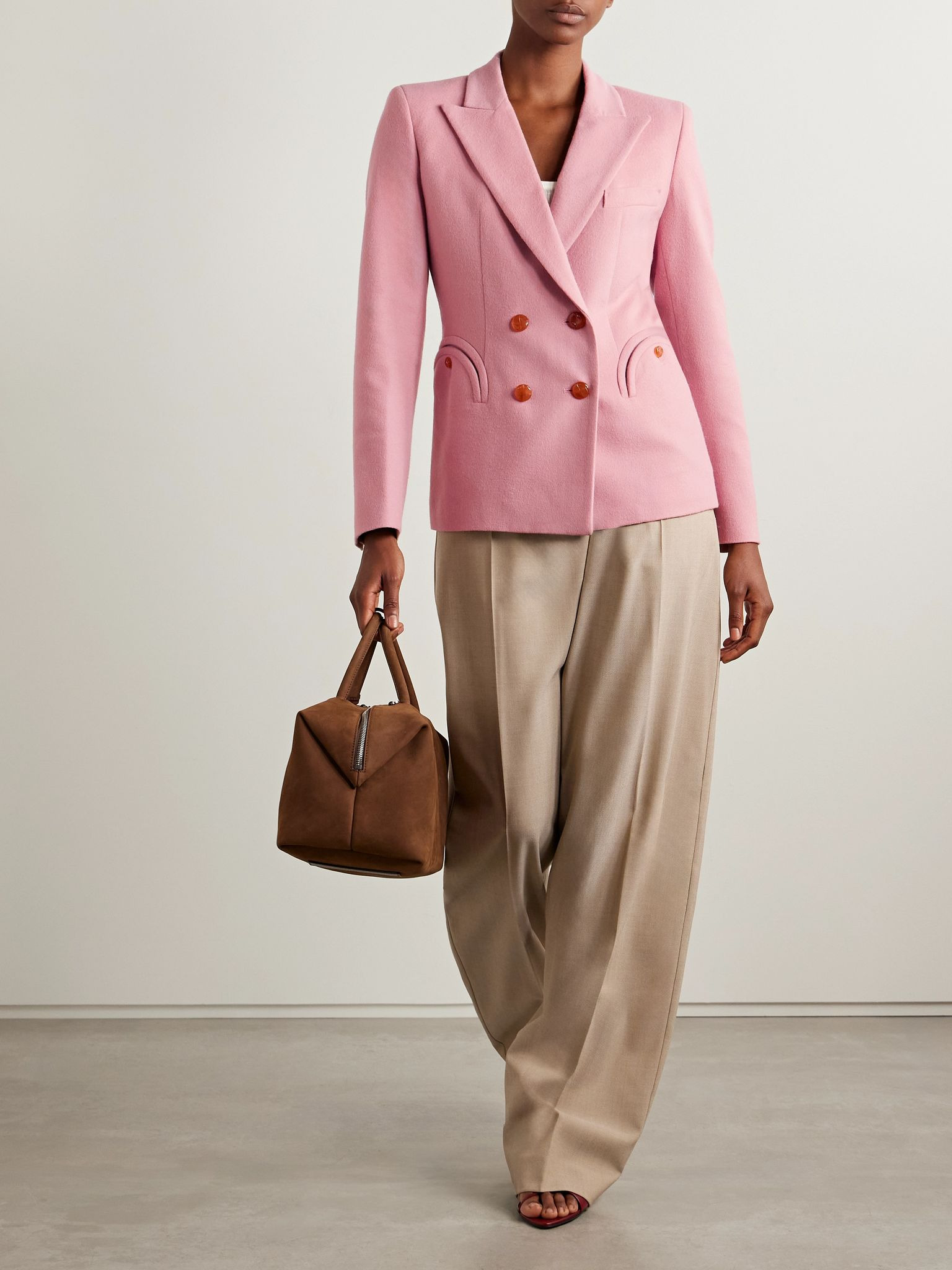 Charmer double-breasted wool and cashmere-blend felt blazer Pink - 2