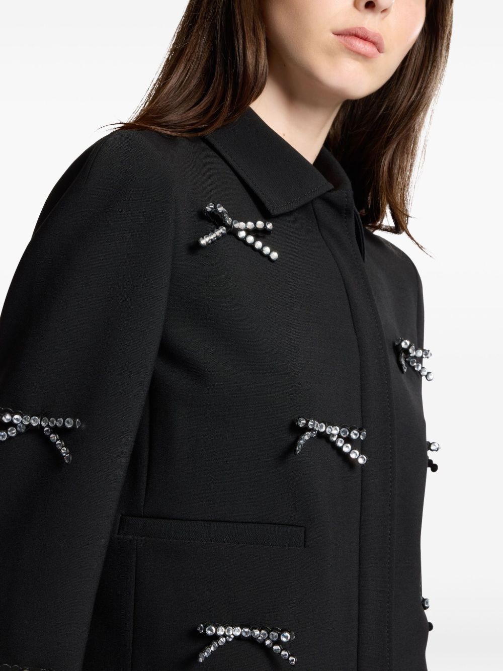 bow-embellished cropped jacket - 5