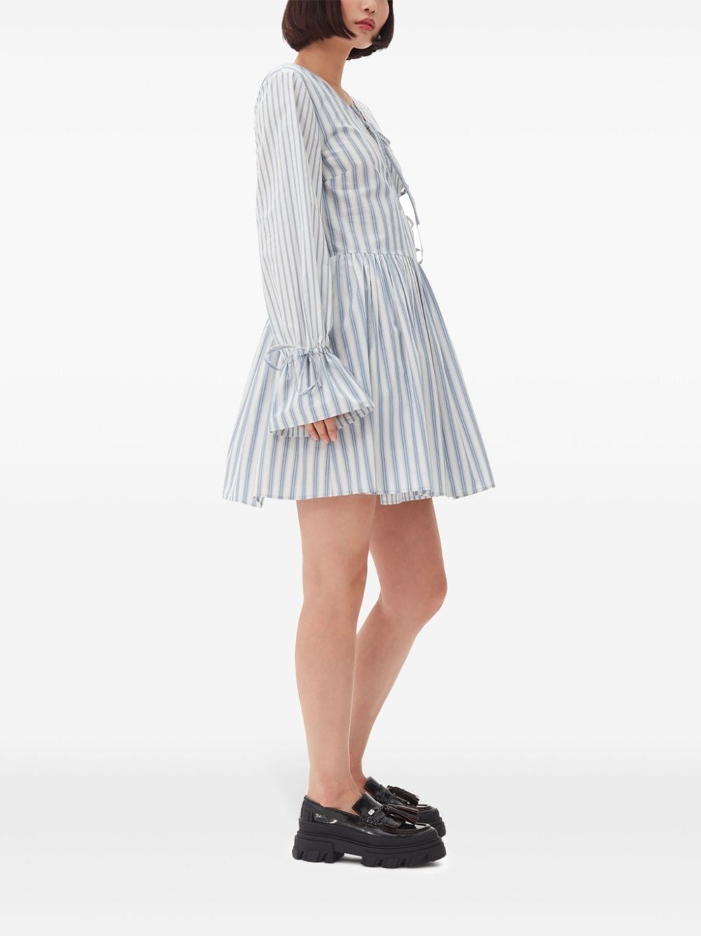 stripe-print cotton mini wrap dress - 3