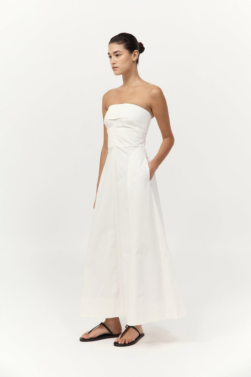 Sculpted Cotton Strapless Dress - Milk 5