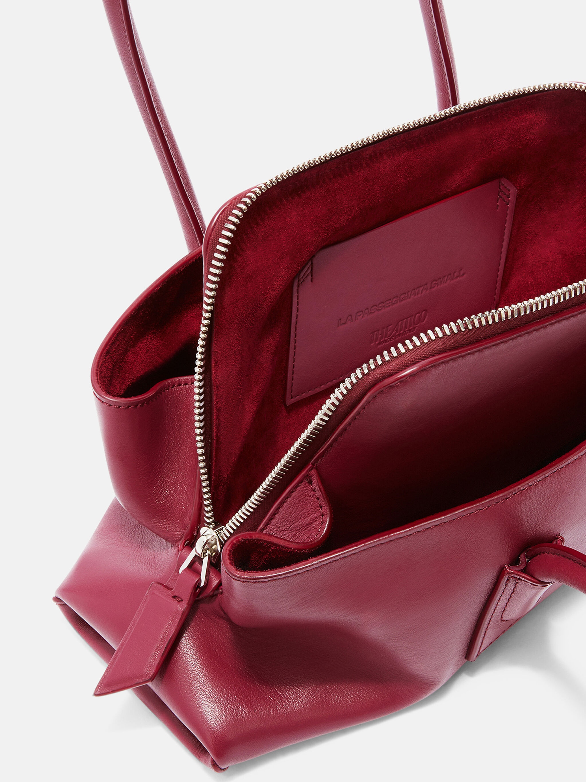 ''LA PASSEGGIATA SMALL'' BURGUNDY TOP HANDLE - 4