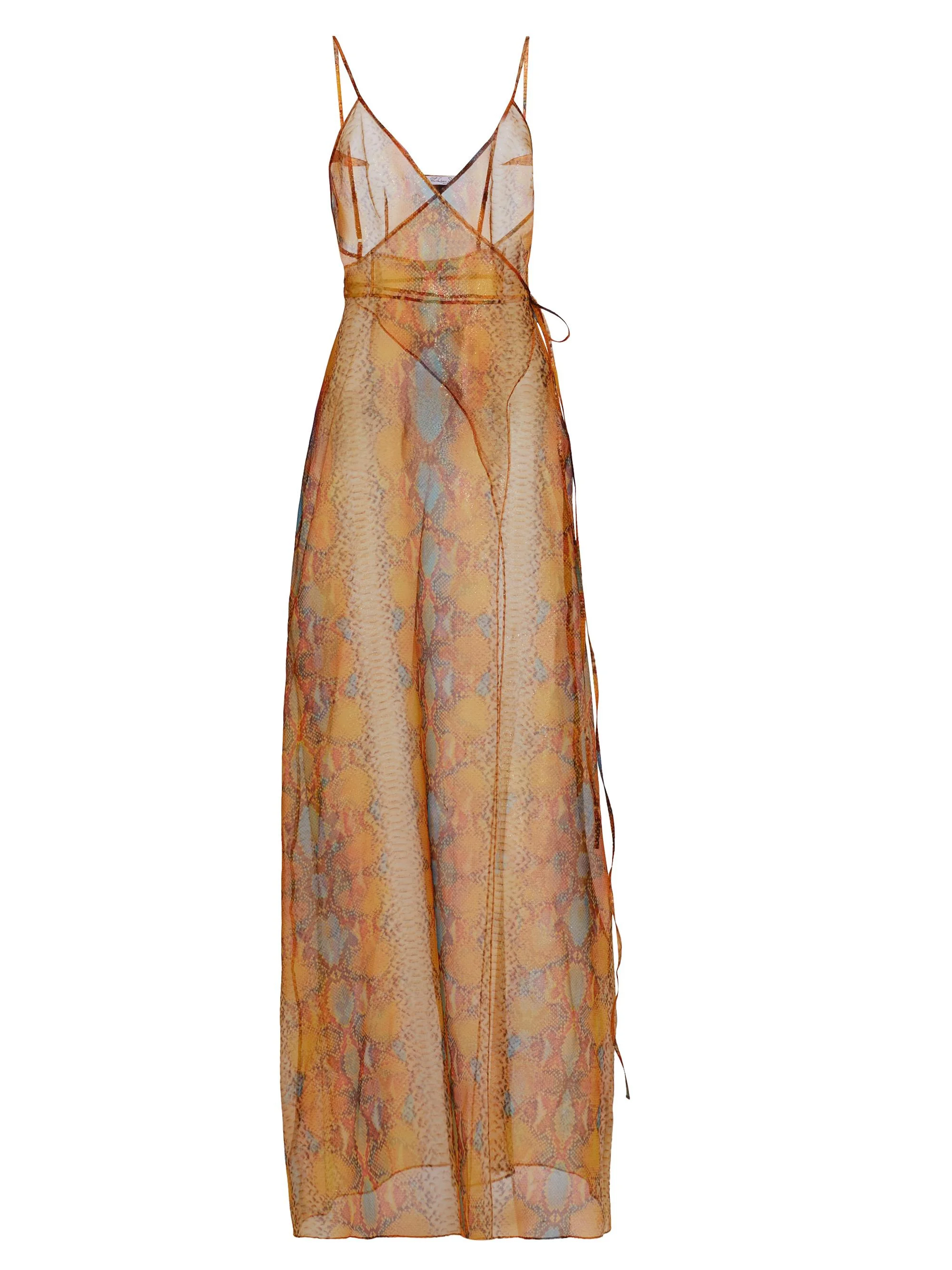 Women's Snake Print Sheer Maxi Dress - Snake - 1