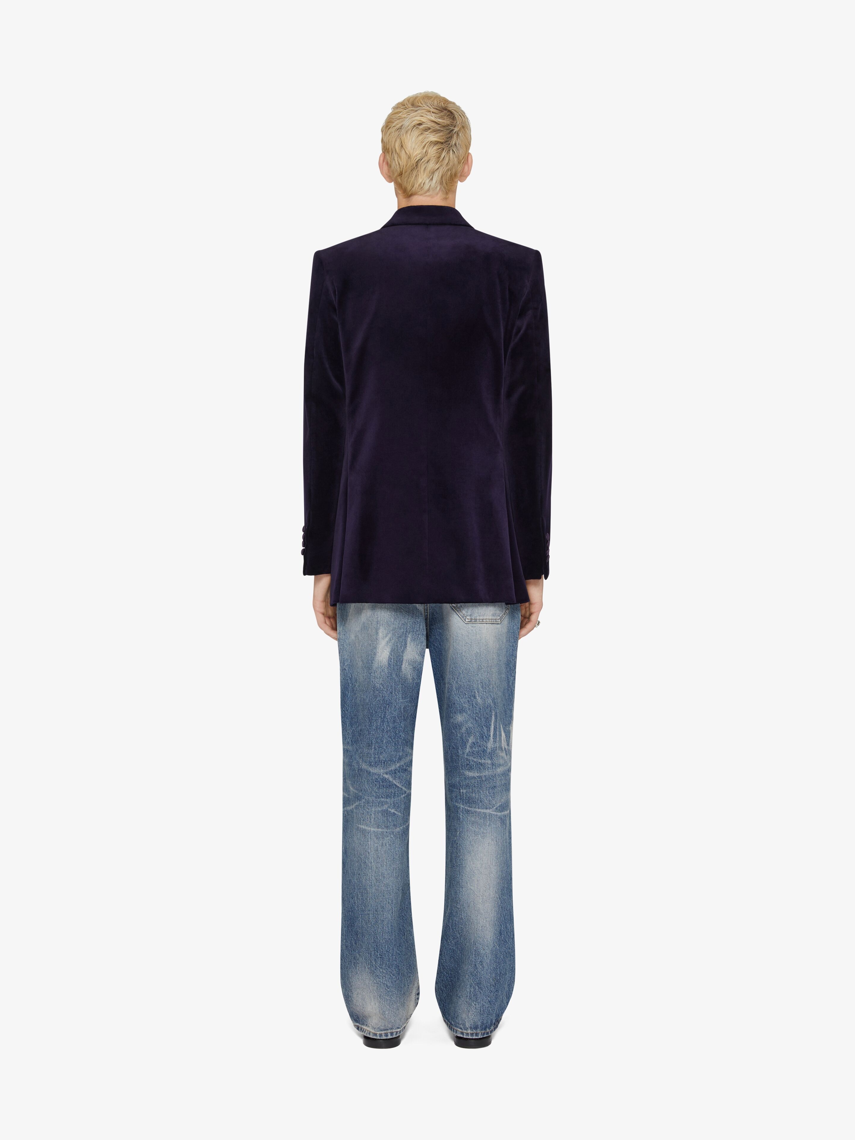 SLIM FIT JACKET IN VELVET WITH SATIN COLLAR - 4