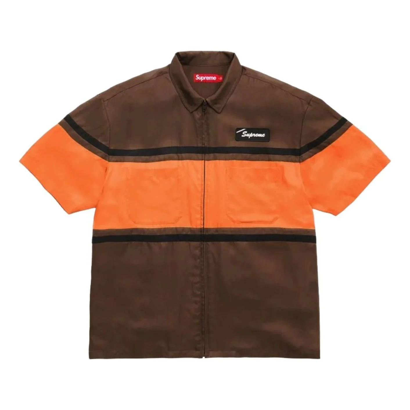 Supreme SS26 Silk Zip Up S/S Shirt 'Brown' SUP-SS26-327-BRN - 1