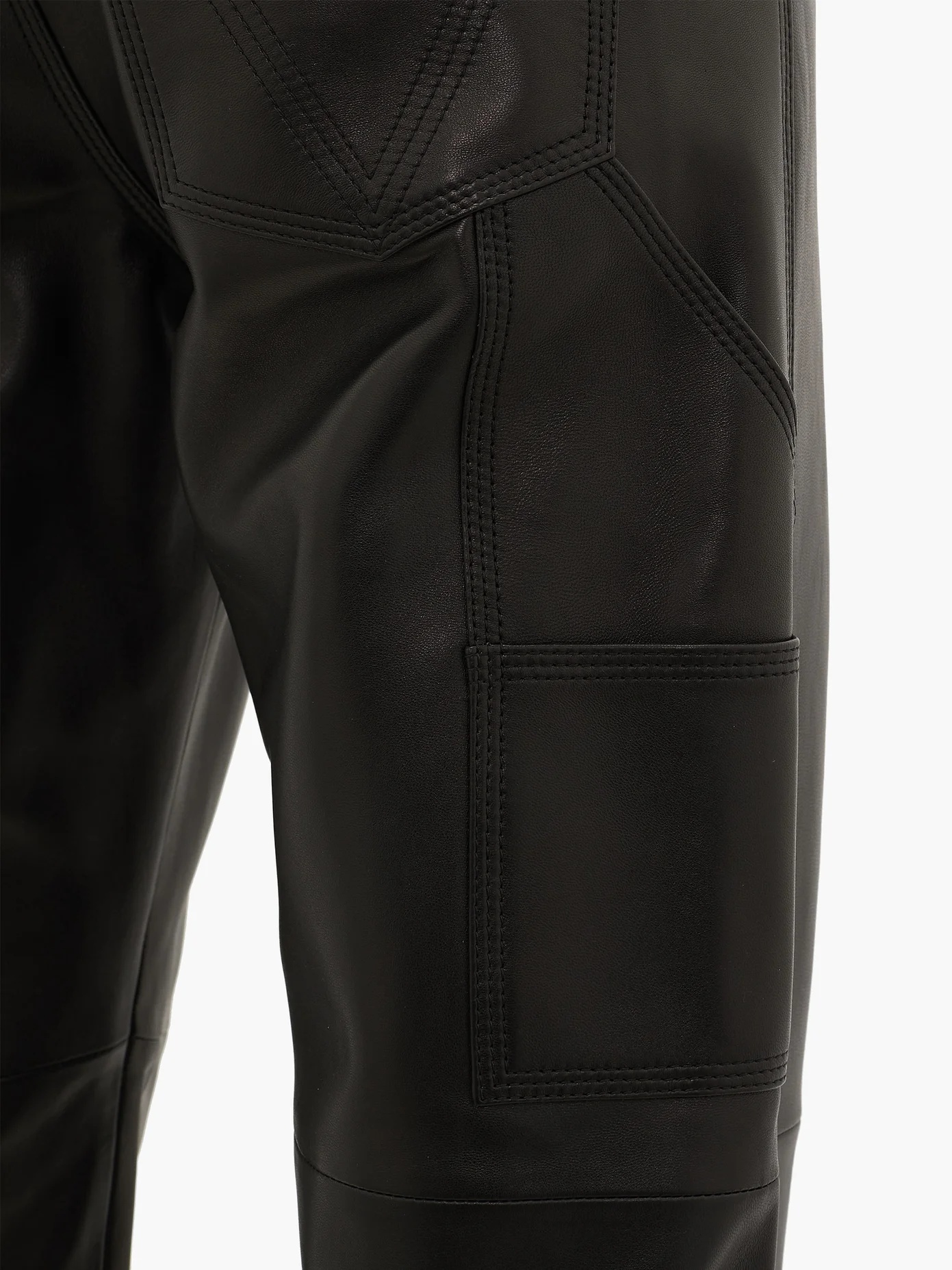 V-stitched leather trousers - 4