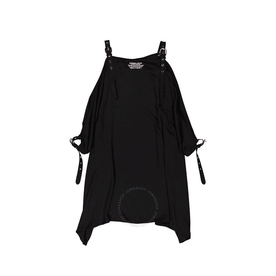 Burberry Ladies Black Miley Strap Detail Location Print Silk Dress - 2