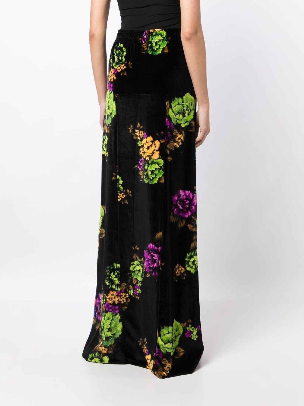 floral-print velvet maxi skirt - 4
