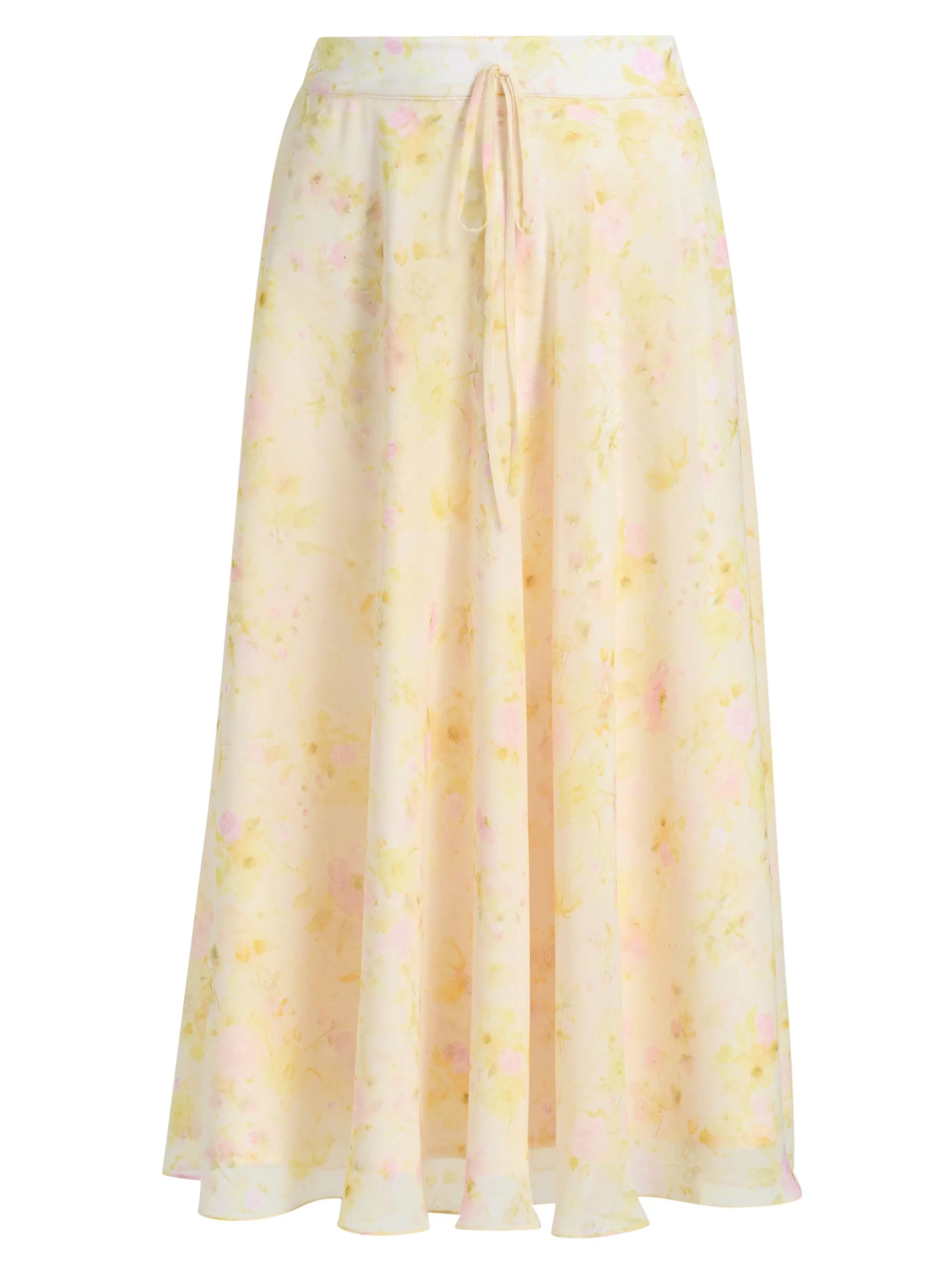 Women's Shei Peony Chiffon Midi-Skirt - Yellow - 1
