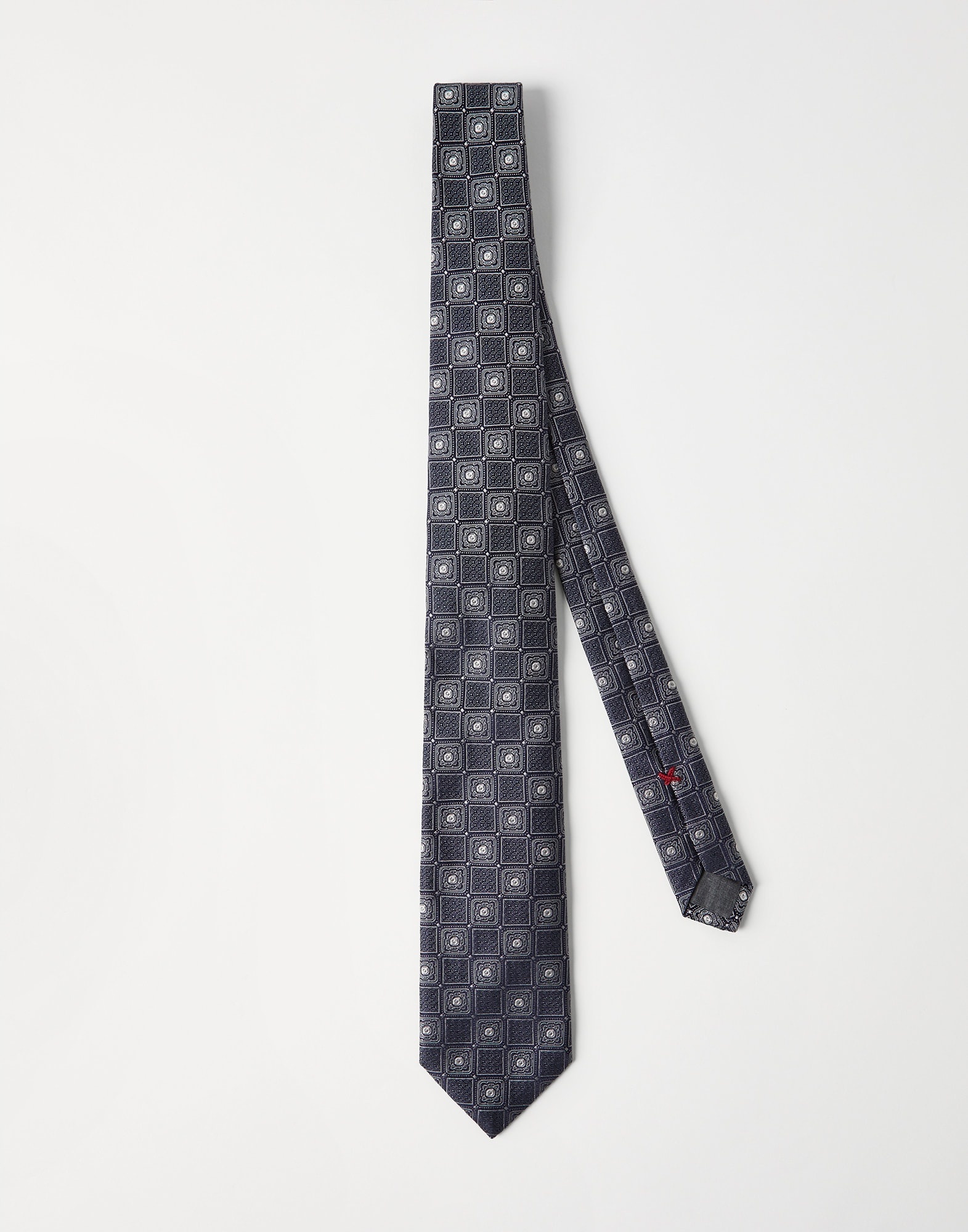 Silk tie with geometric design - 1