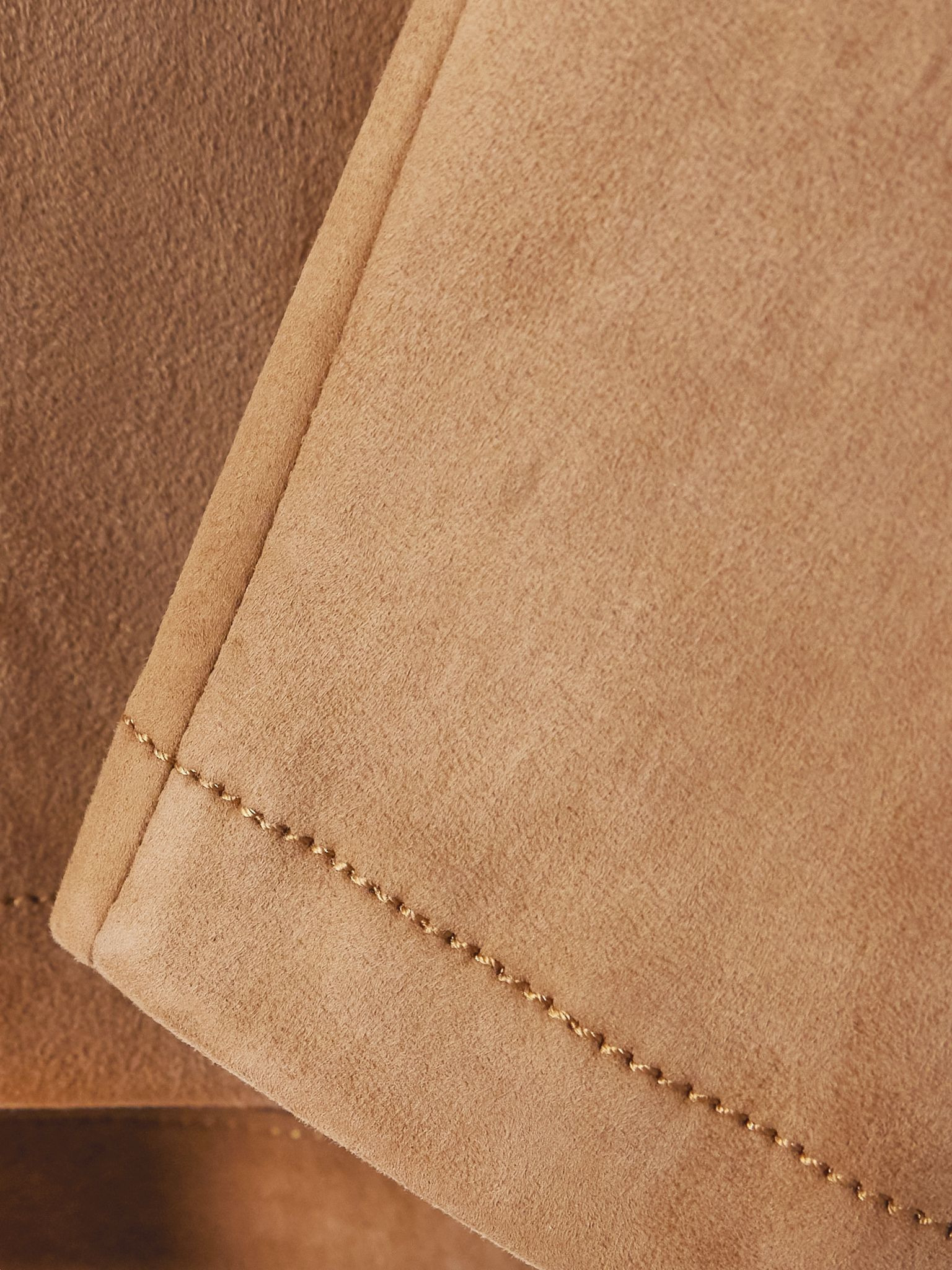 Asymmetric gathered suede midi skirt Camel - 5