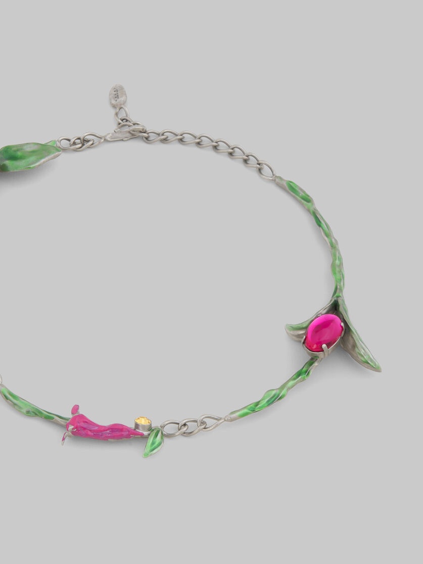 ENAMELED METAL AND RHINESTONES FLOWER POP NECKLACE - 3