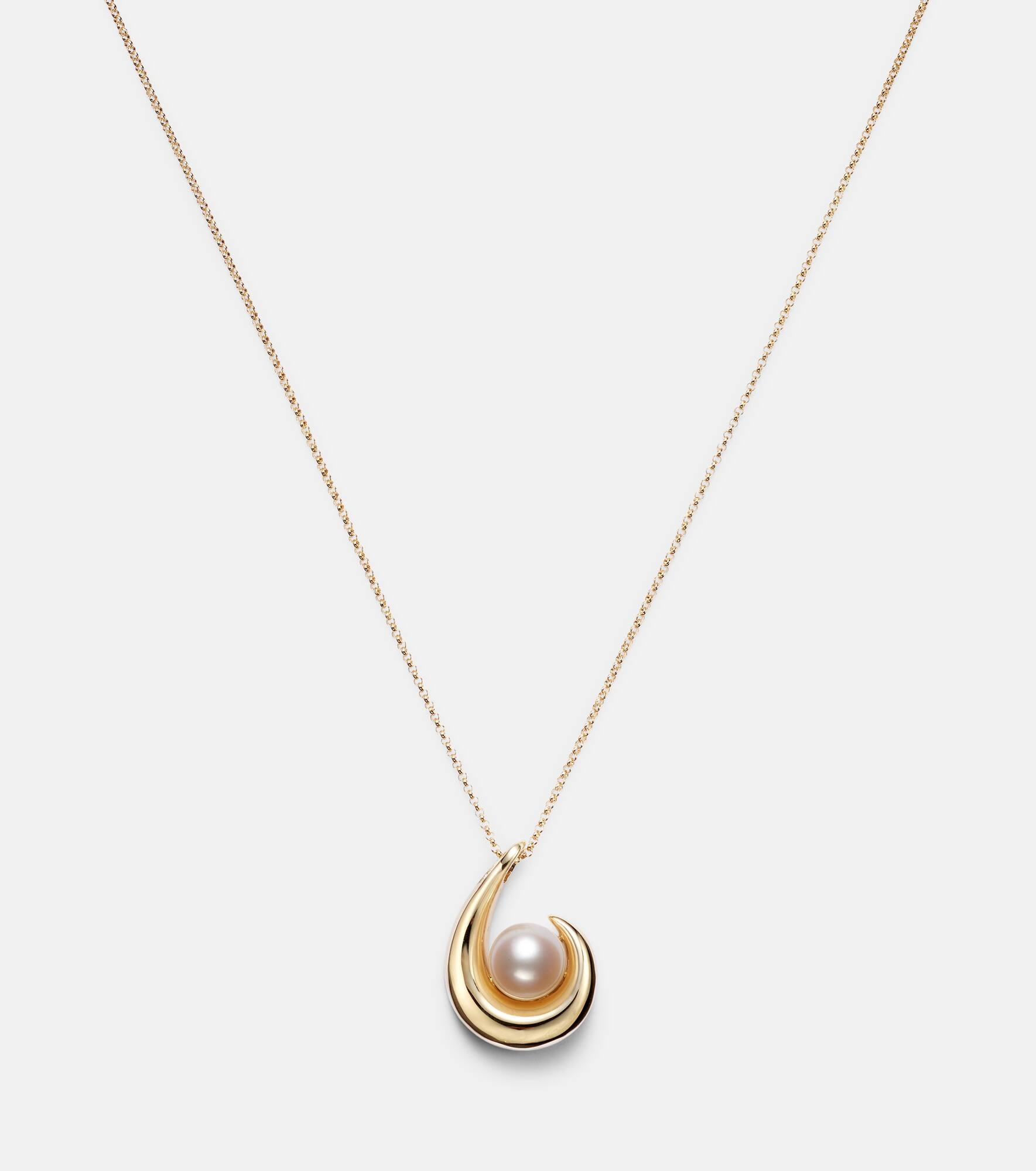 Pearl Curl 14kt gold pendant necklace with freshwater pearl - 4