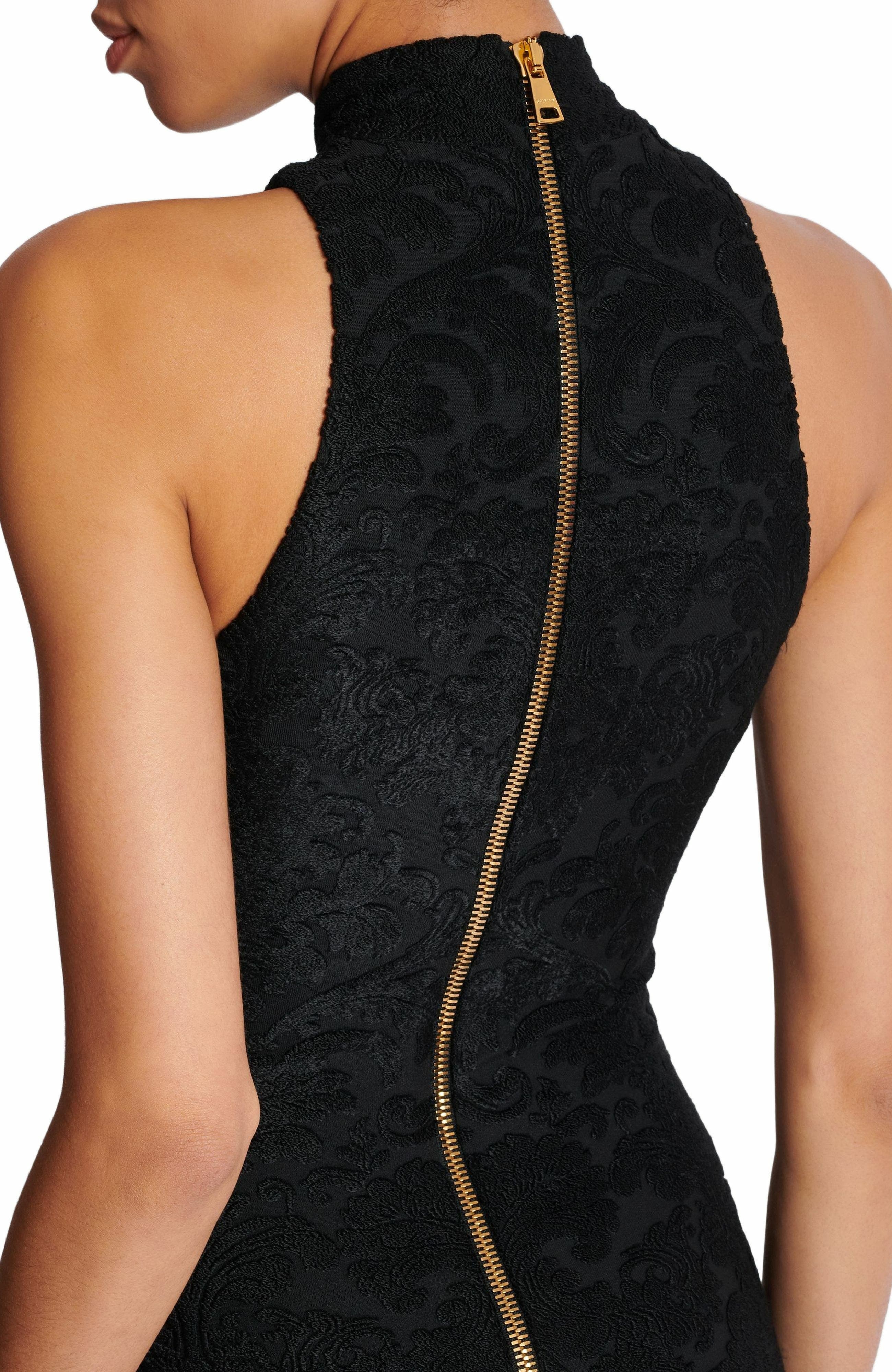 Balmain Baroque pattern short bodycon dress in Black at Nordstrom - 4