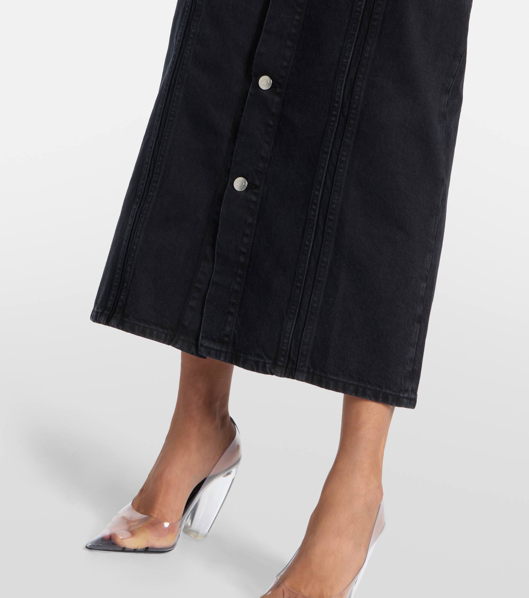 Lace-trimmed denim maxi dress - 5
