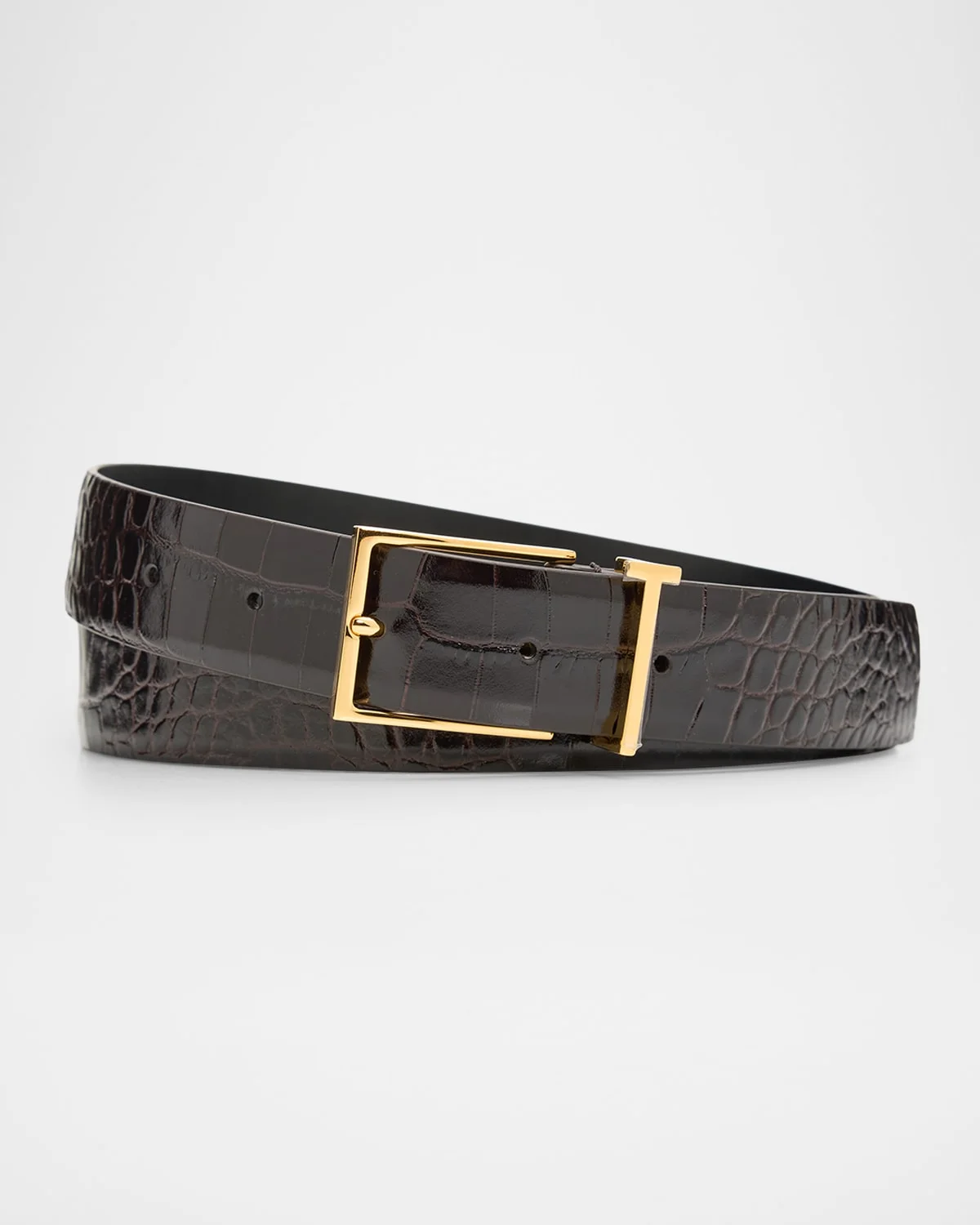 Men & apos;s Croc-Embossed Leather T-Loop Belt - 1