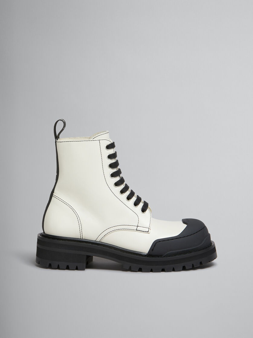 WHITE LEATHER DADA ARMY COMBAT BOOT - 1
