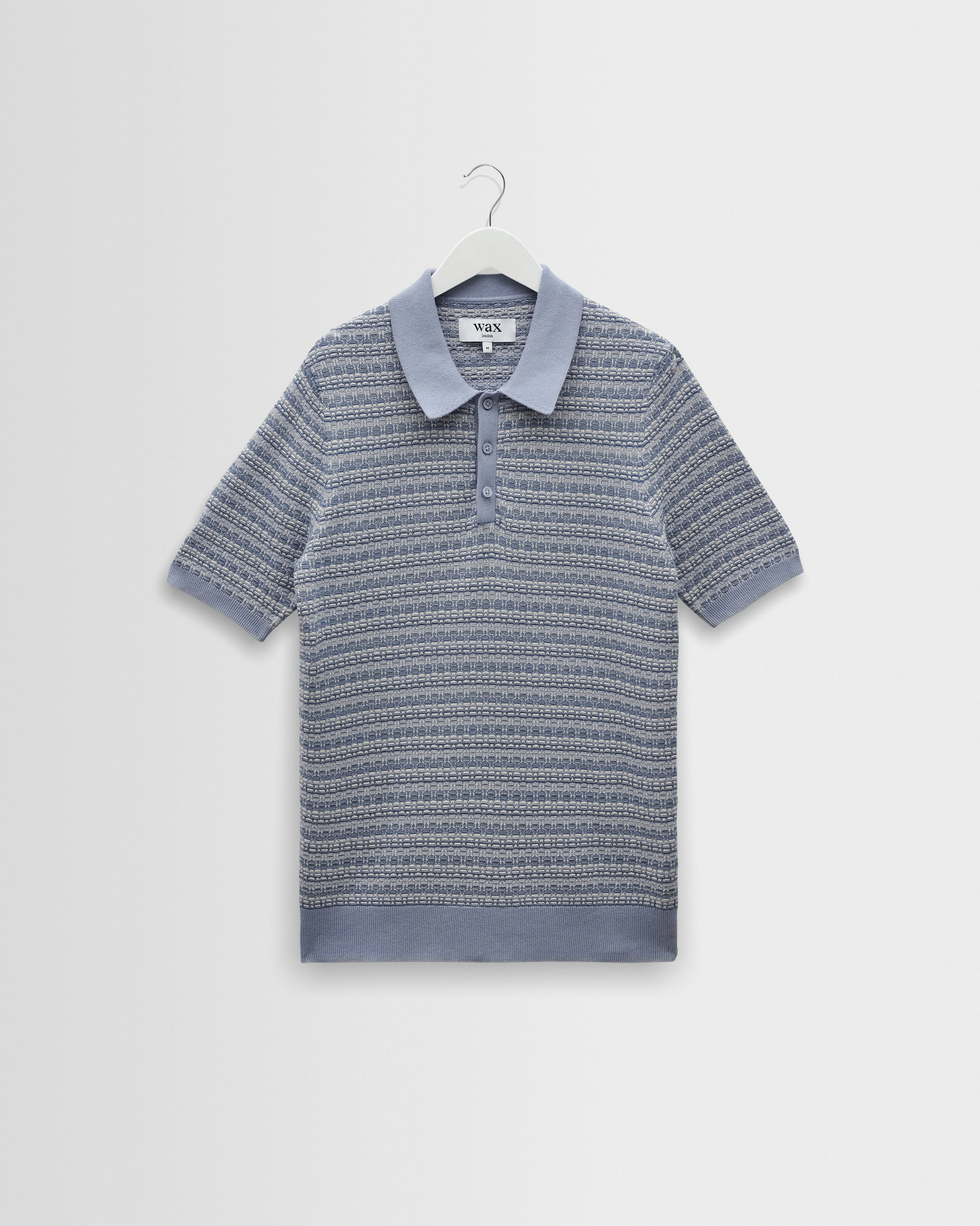 Naples - Light Blue Mini Geometric Knitted Polo - 1