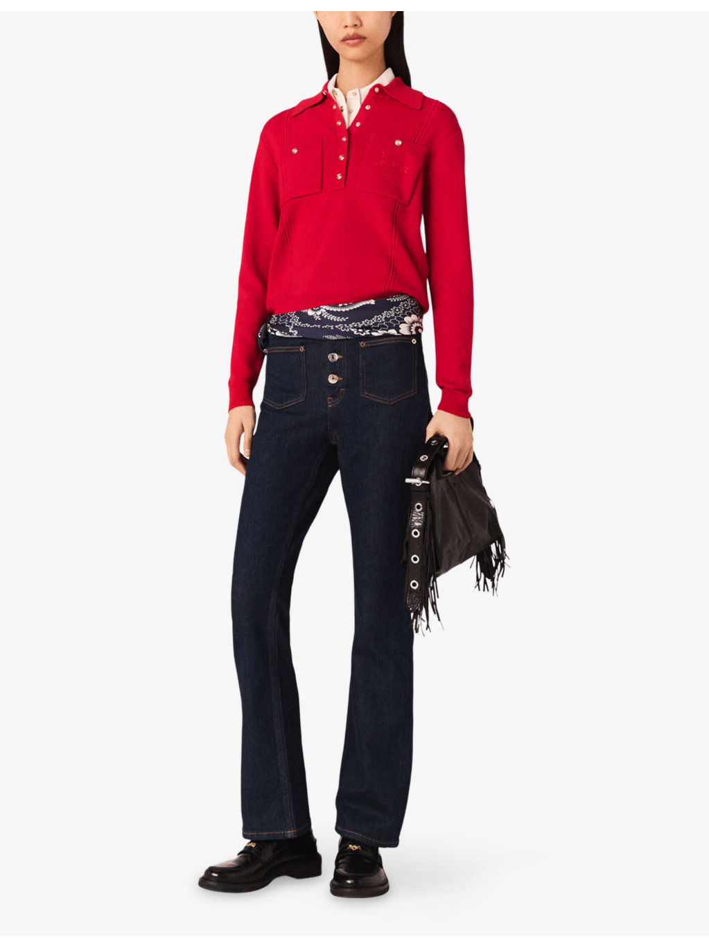Logo-Embroidered Long-Sleeve Wool-Blend Polo - 2
